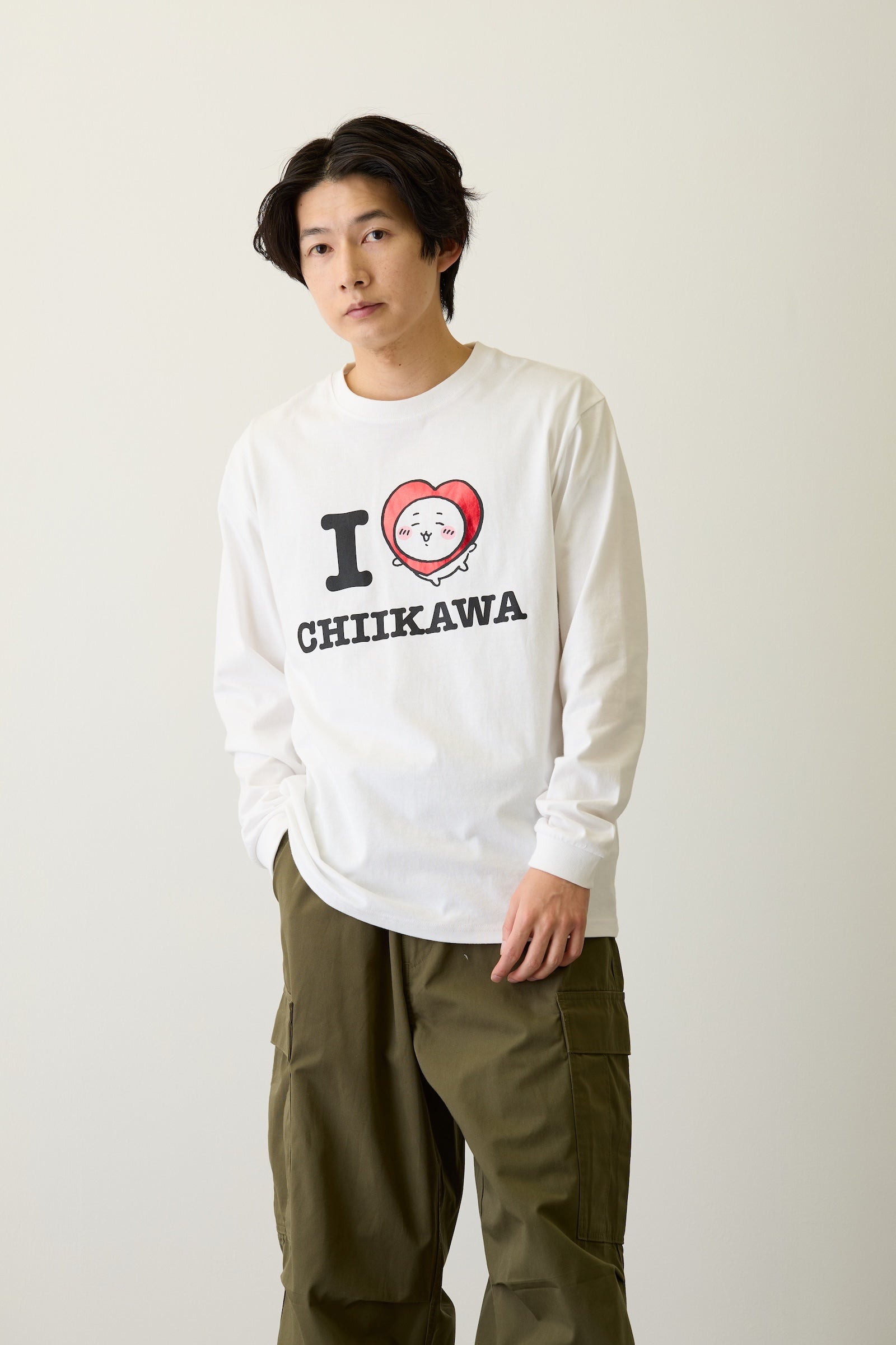 ちいかわ 長袖Tシャツ I LOVE CHIIKAWA ホワイト