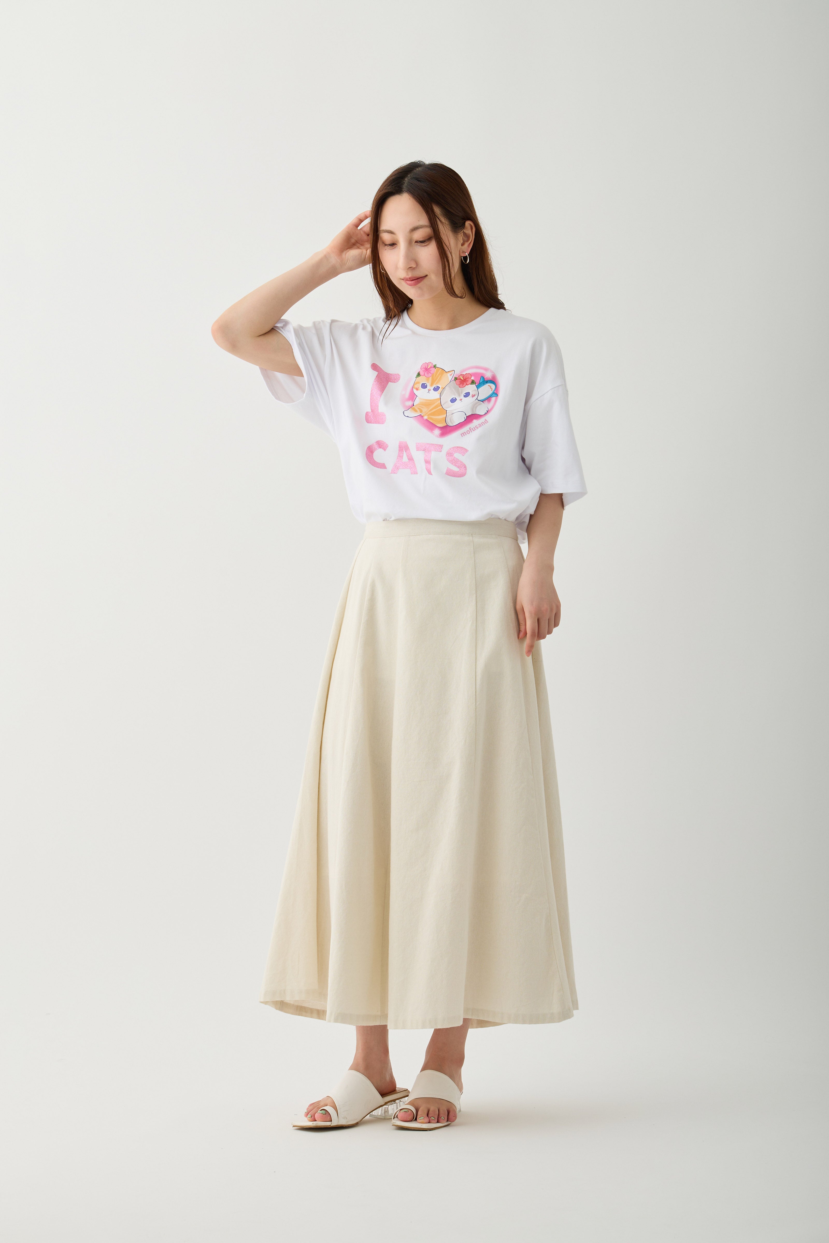 mofusand Tシャツ ぎゃるにゃん IOVE CATS ホワイト