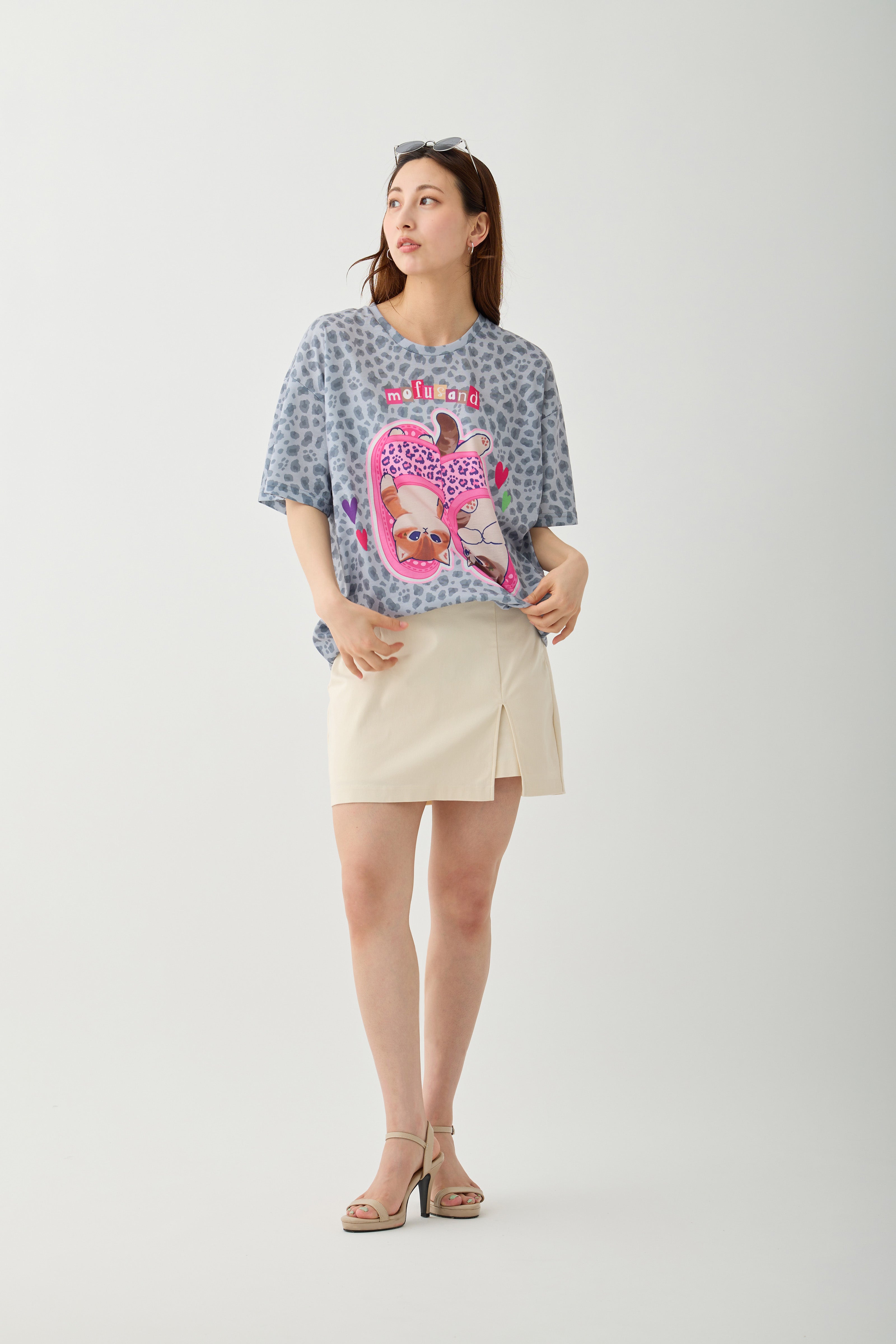 mofusand Tシャツ ぎゃるにゃん スリッパ グレー