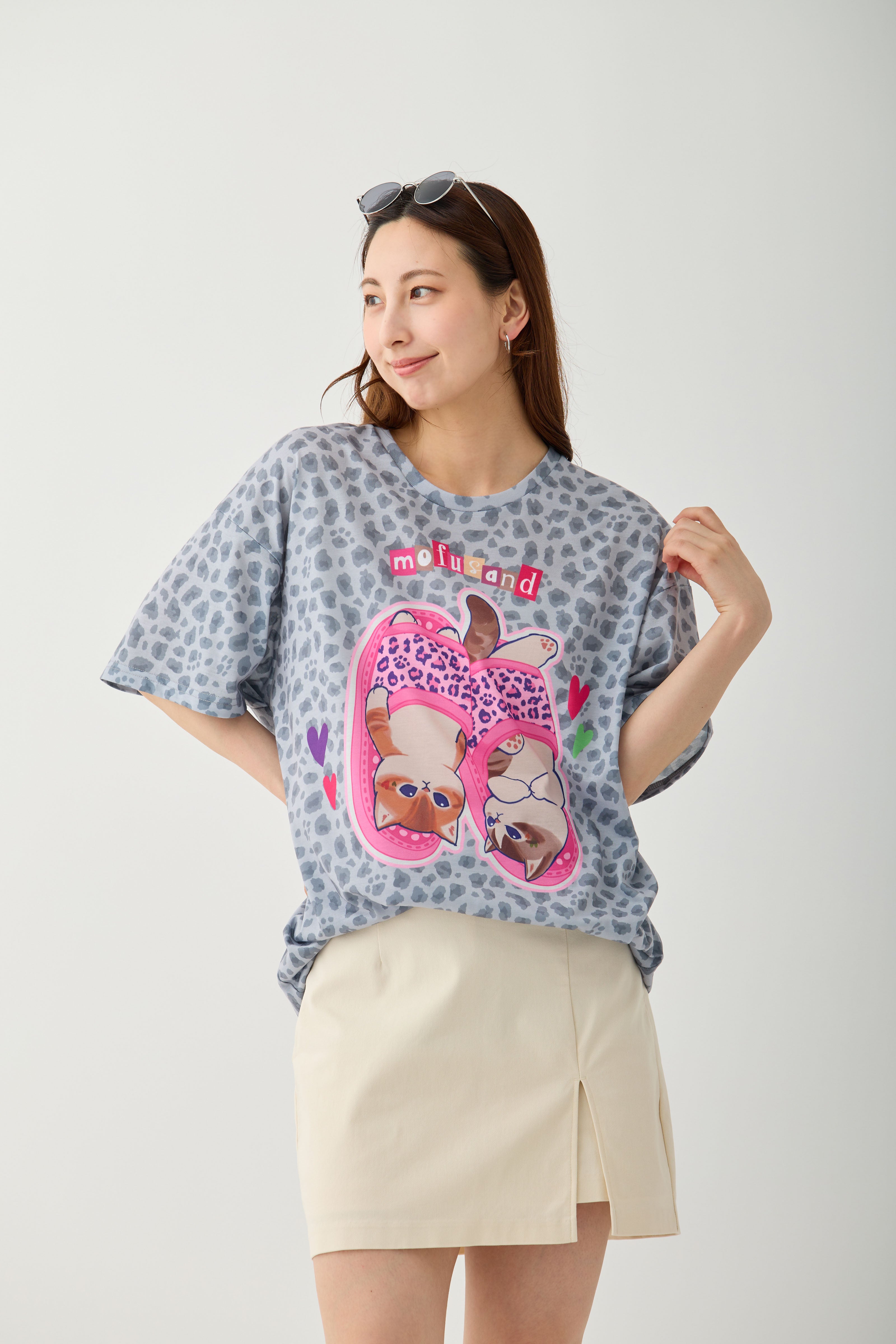 mofusand Tシャツ ぎゃるにゃん スリッパ グレー