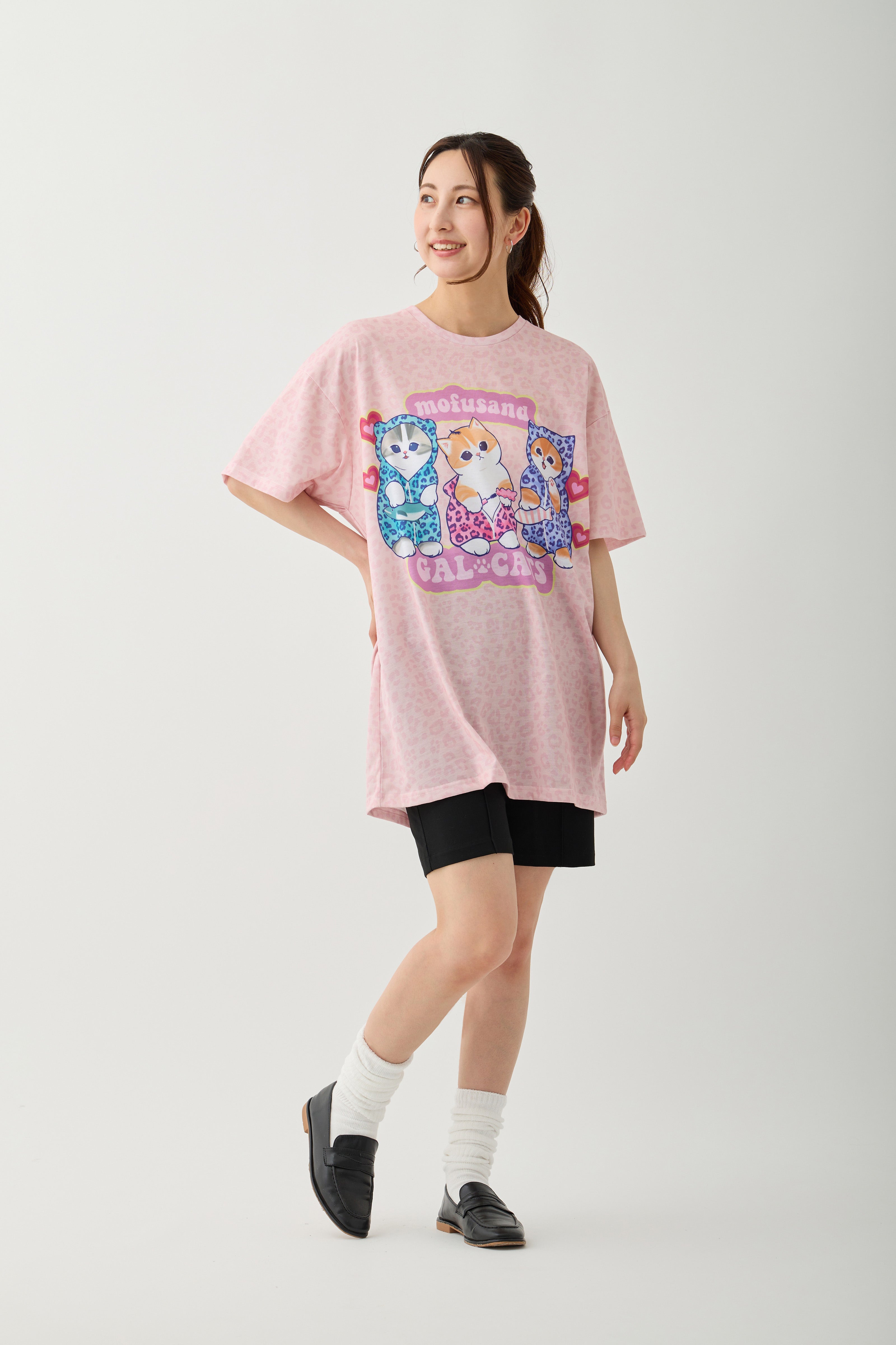 mofusand Tシャツ ぎゃるにゃん GAL CAT ピンク