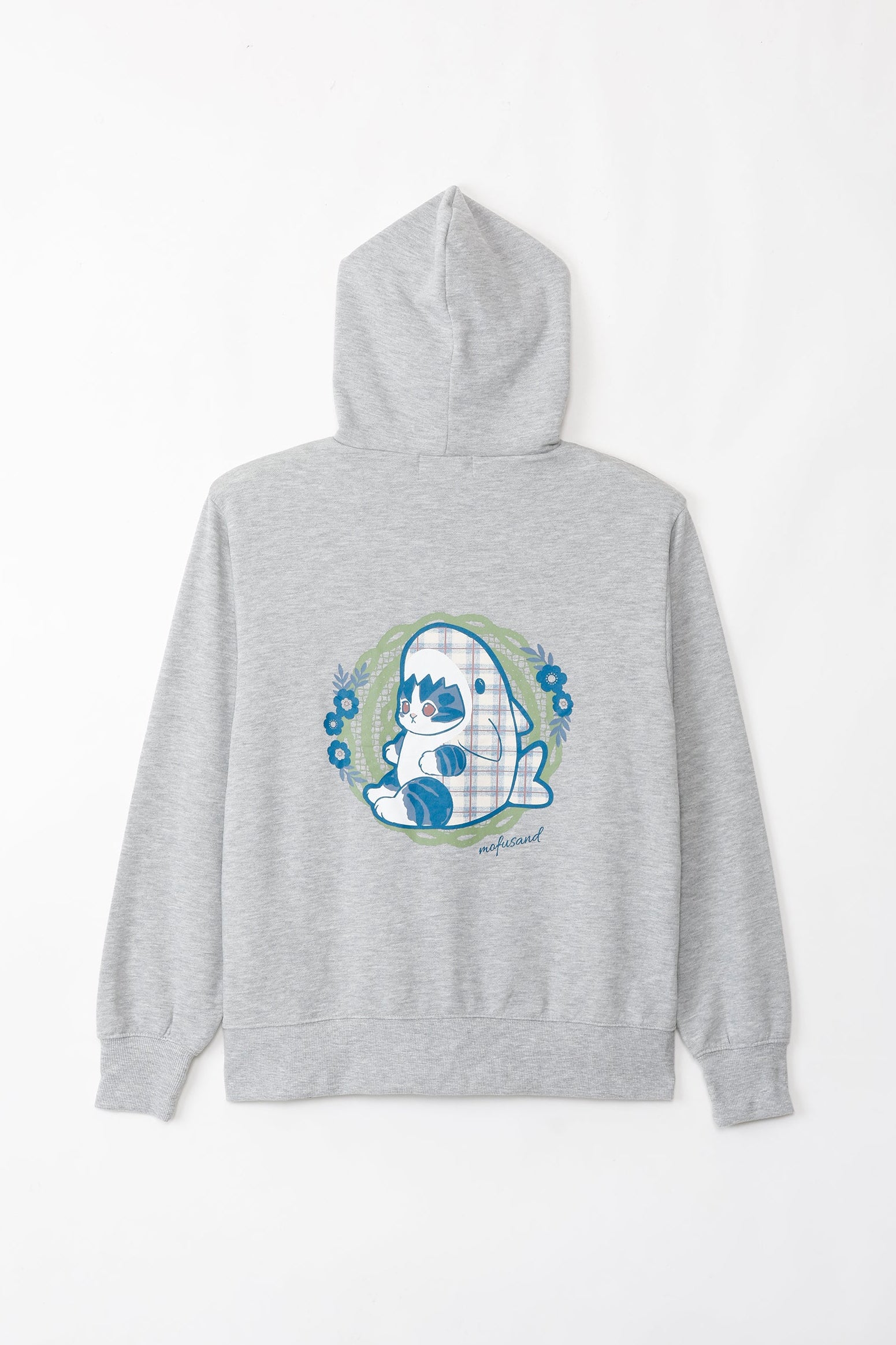 mofusand ZIPパーカー カントリーチェック サメにゃん グレー