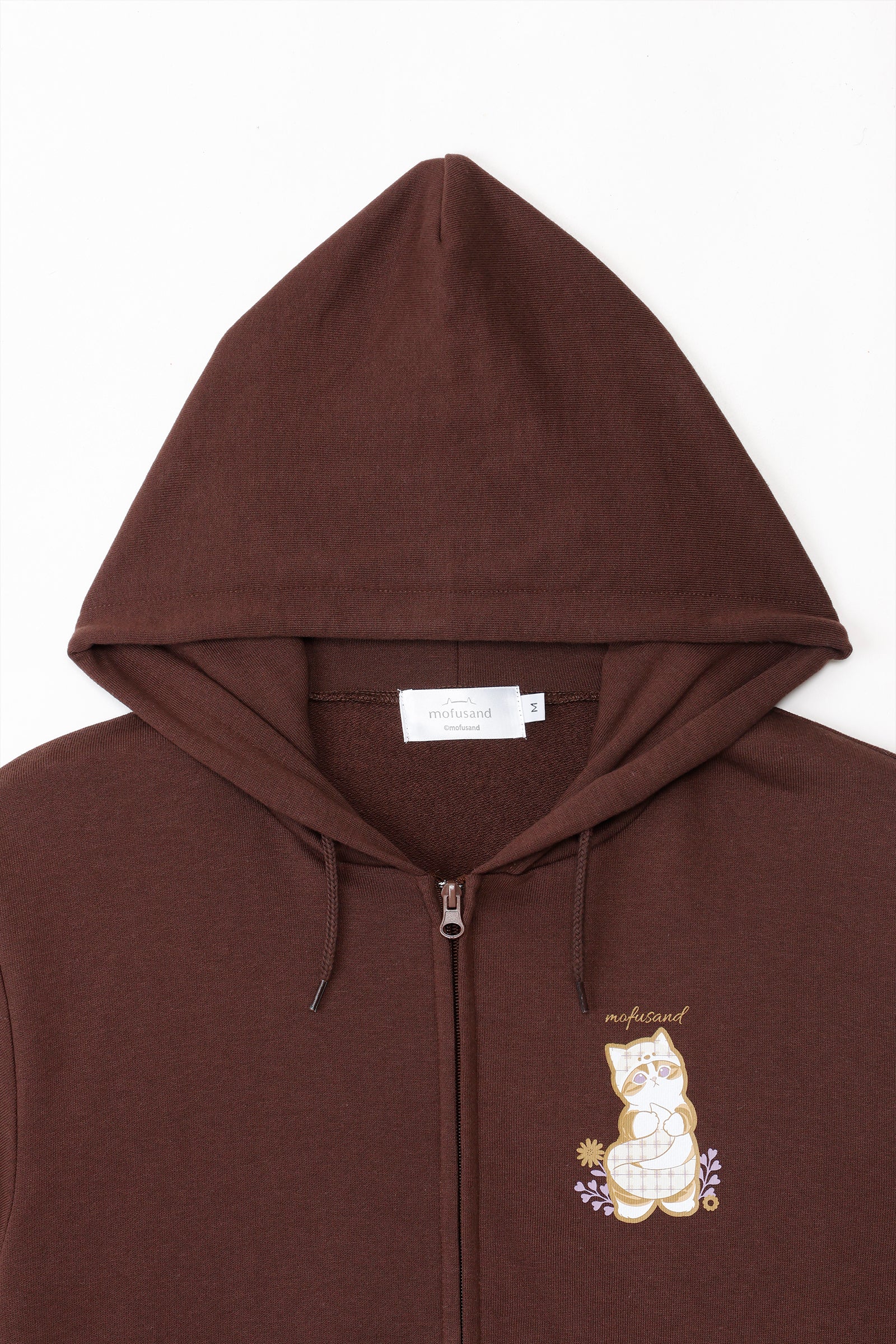 mofusand ZIPパーカー カントリーチェック きつねにゃん ダークブラウン