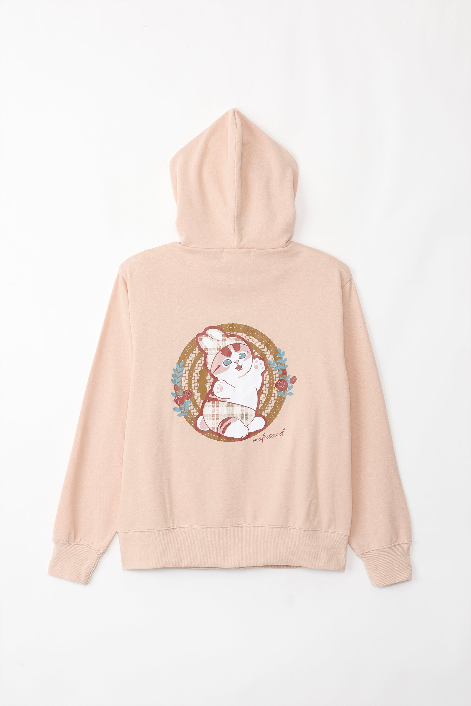 mofusand ZIPパーカー カントリーチェック うさにゃん ナチュラル