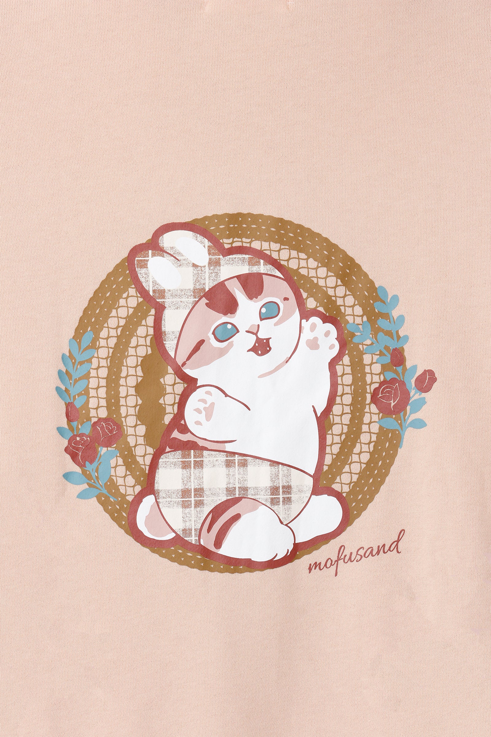 mofusand ZIPパーカー カントリーチェック うさにゃん ナチュラル