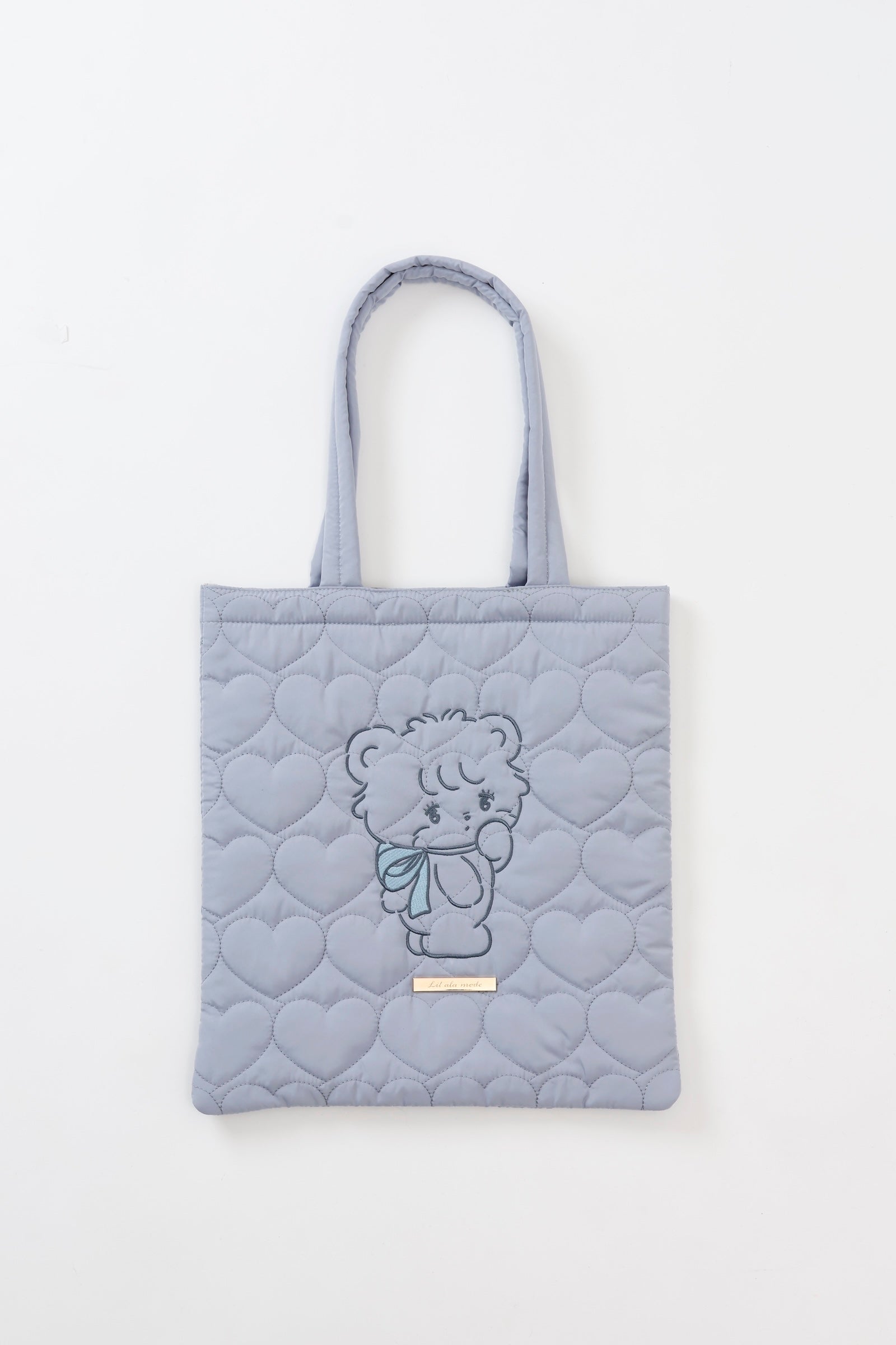 Lil ala mode ハートキルティングトートバッグ ラテ ブルー ONE