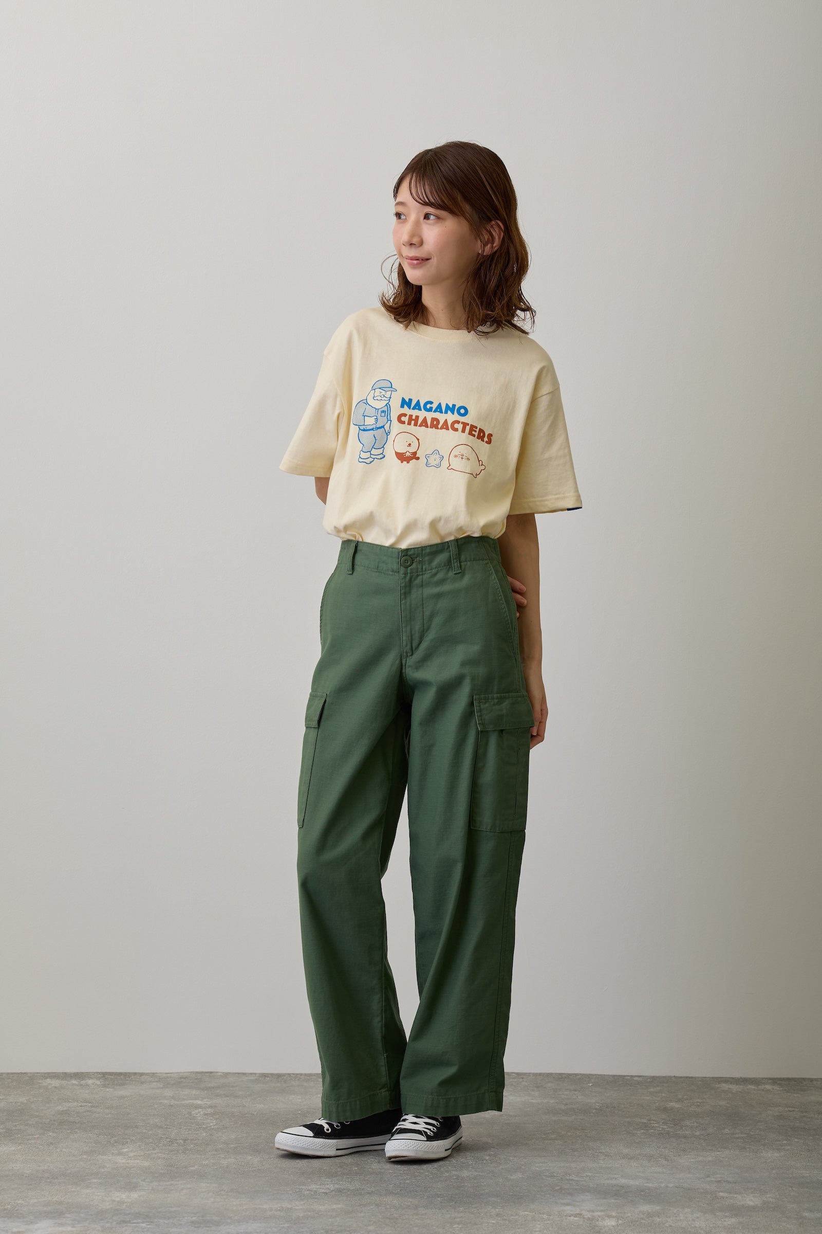 ナガノキャラクターズ Tシャツ アザラシたち クリーム