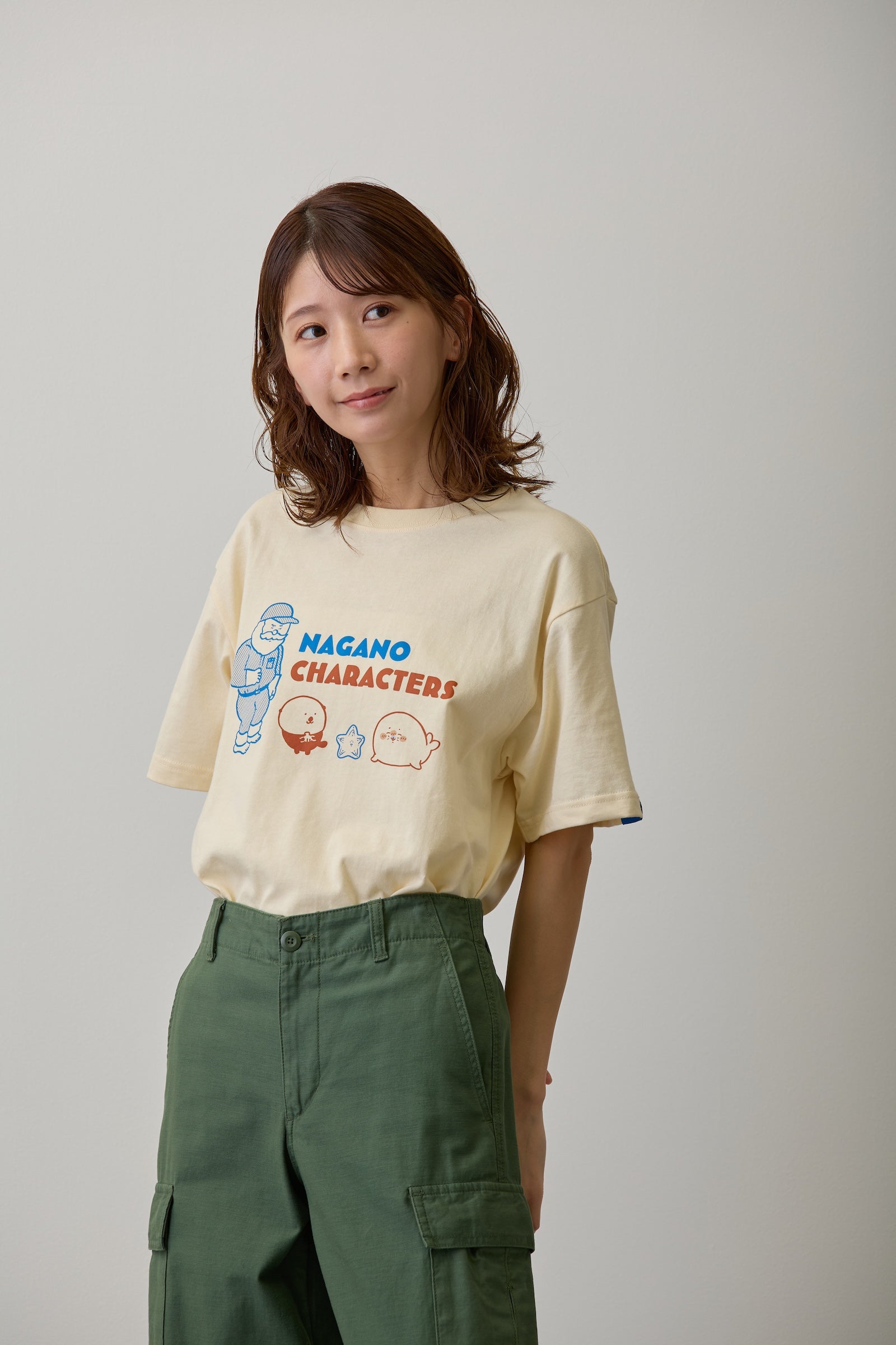 ナガノキャラクターズ Tシャツ アザラシたち クリーム