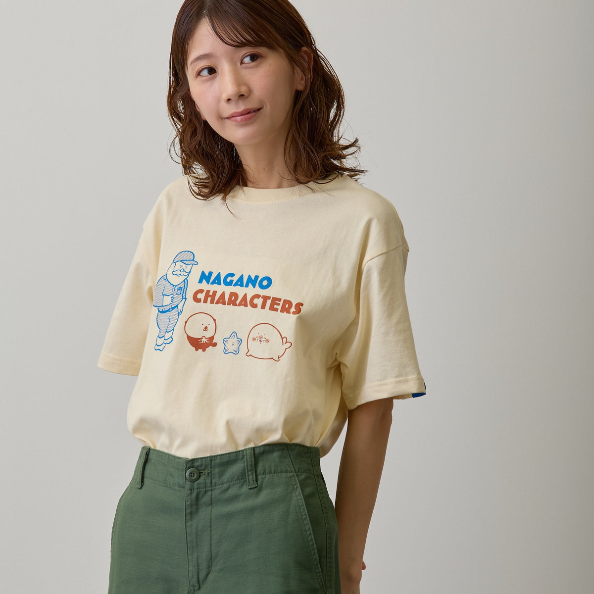 ナガノキャラクターズ Tシャツ アザラシたち クリーム