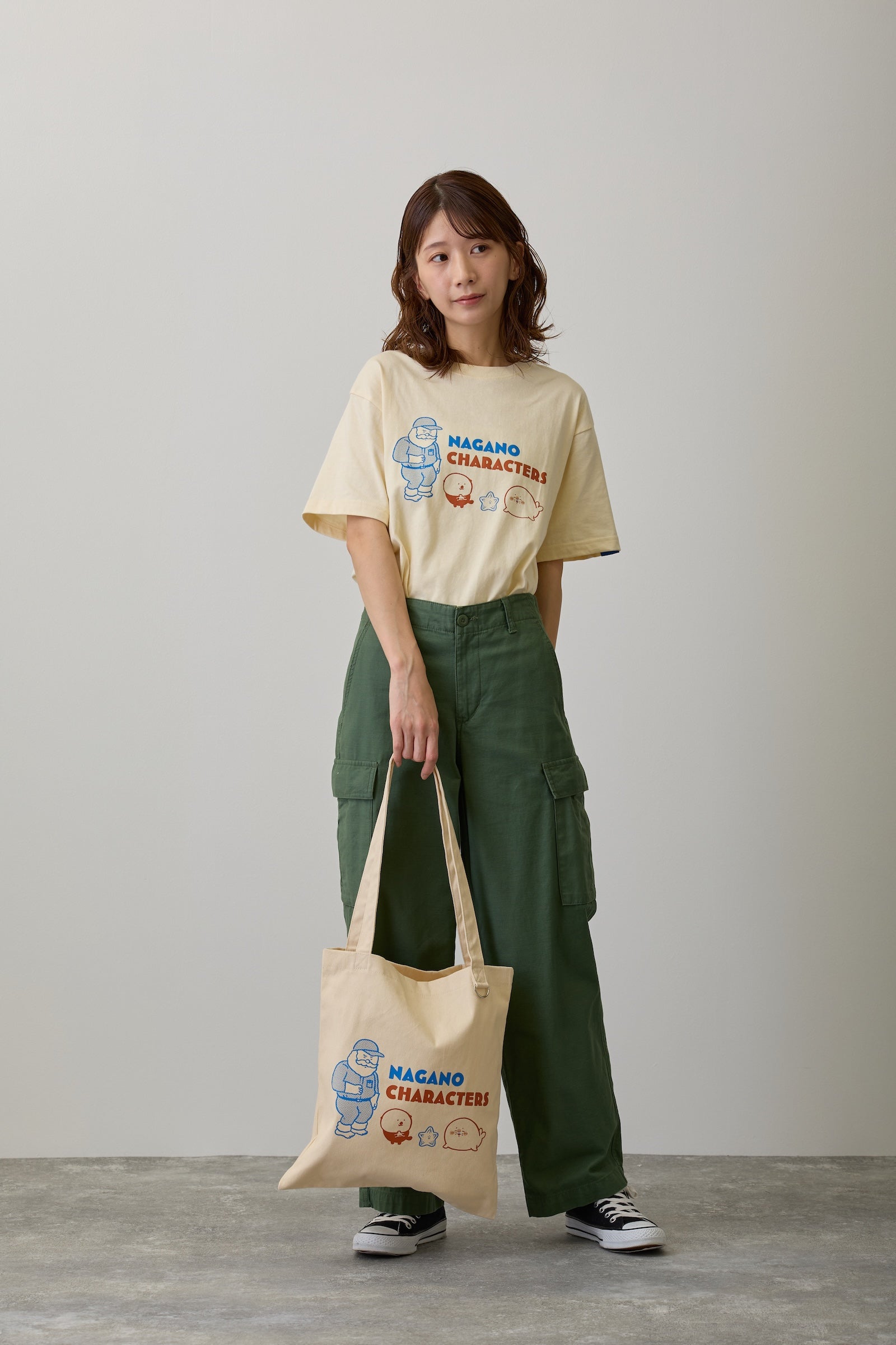 ナガノキャラクターズ トートバッグ アザラシたち ナチュラル