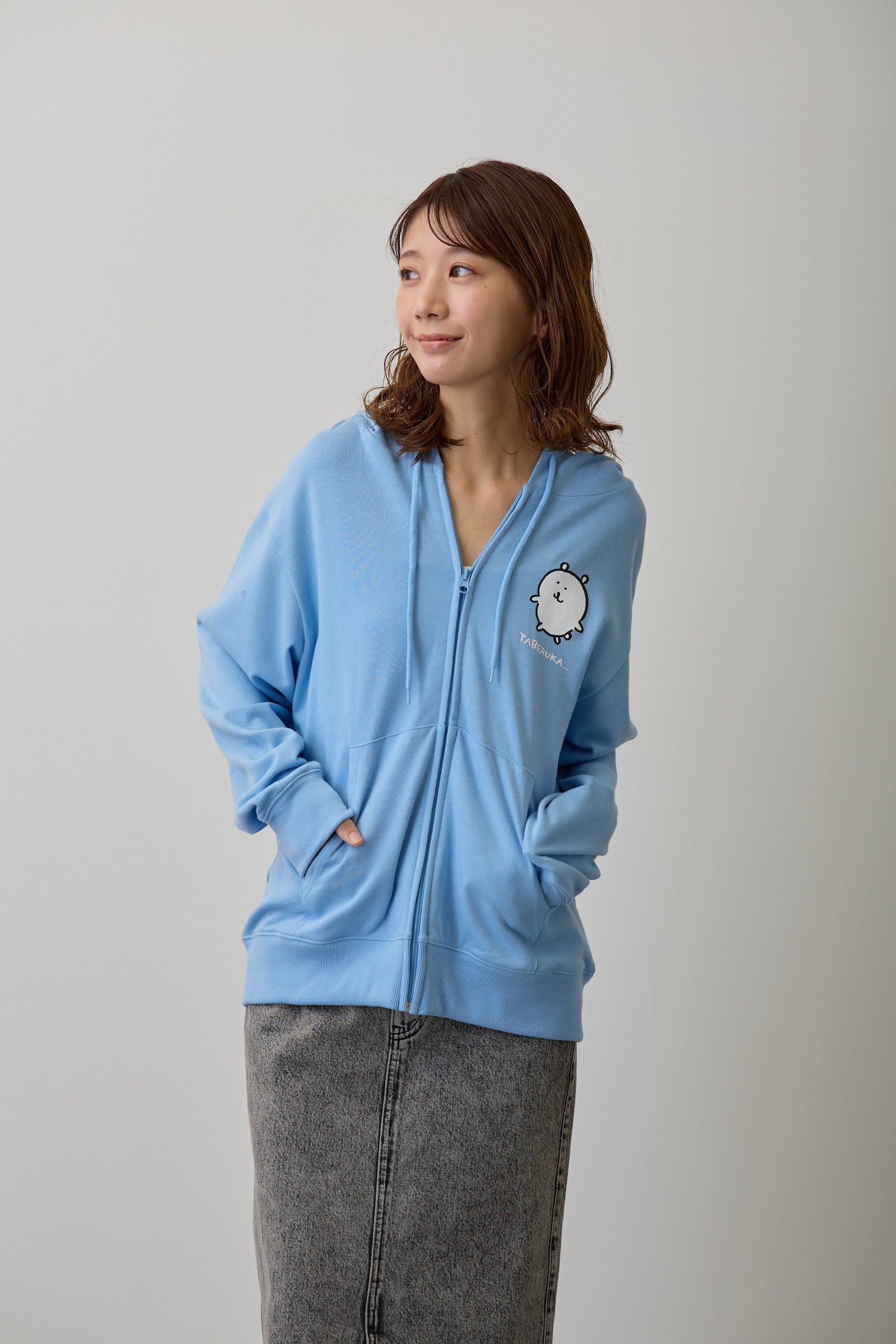 ナガノキャラクターズ ZIPパーカー 食べるか サックス