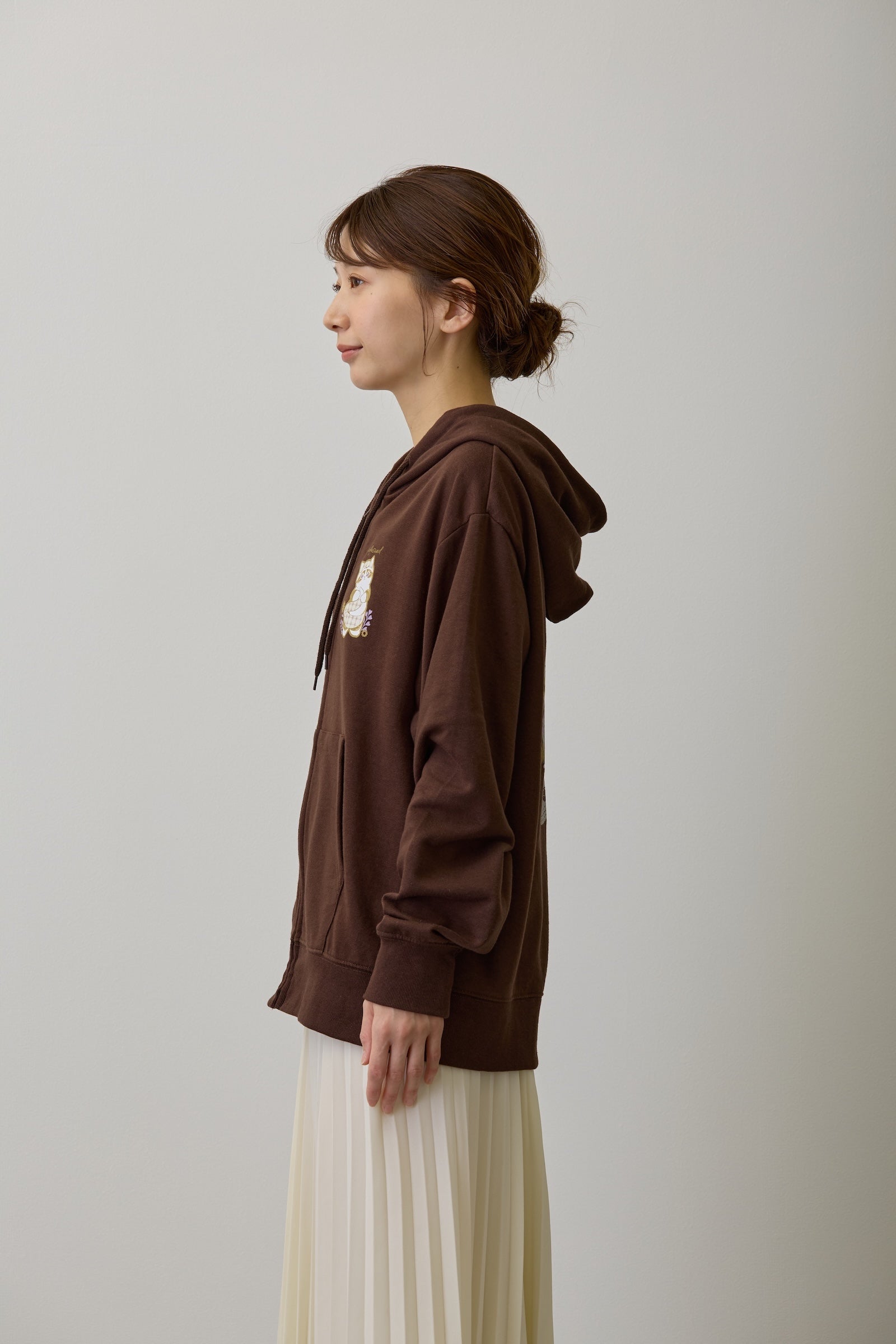 mofusand ZIPパーカー カントリーチェック きつねにゃん ダークブラウン