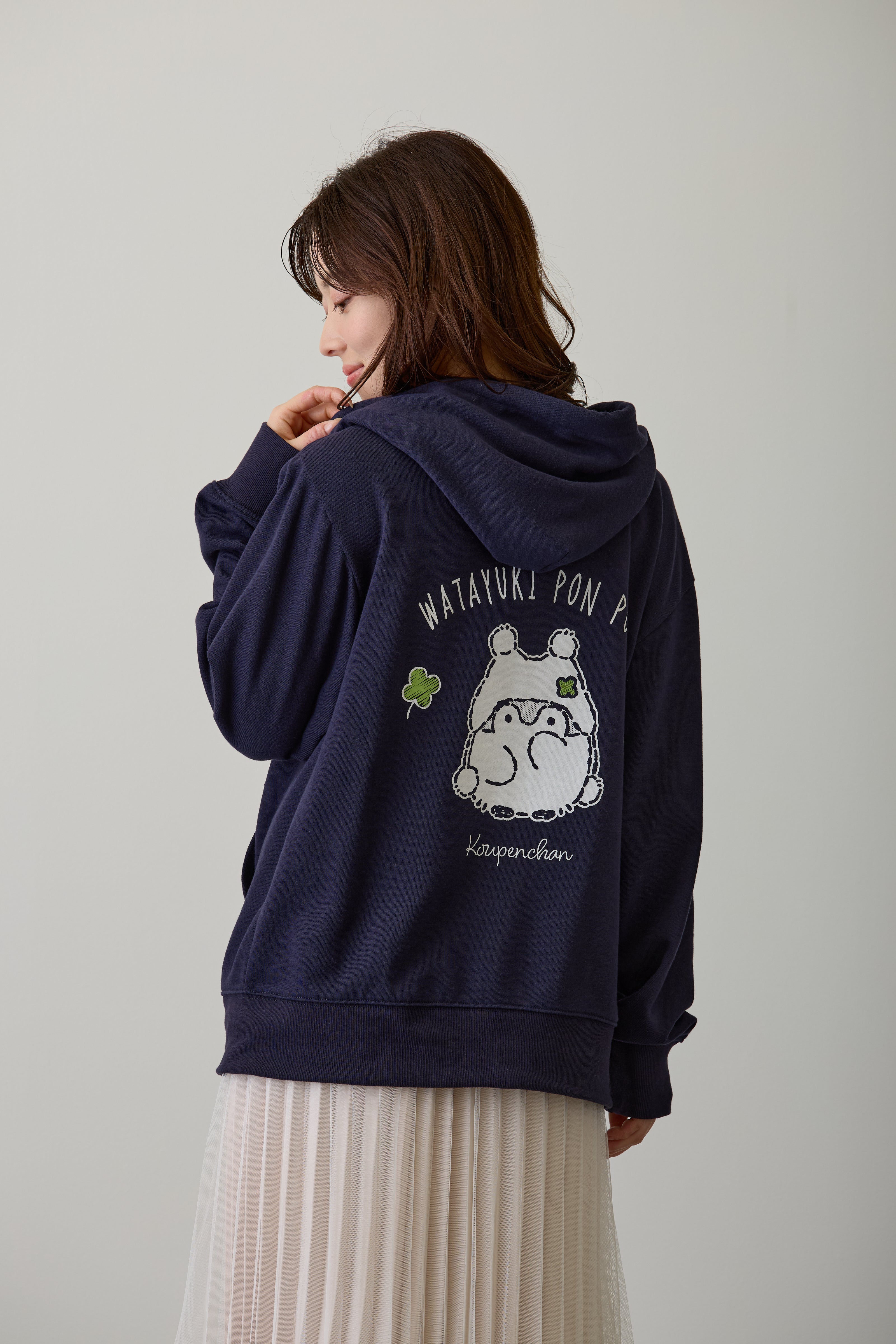 TOPスパン裏毛ウサギワッペン濃紺パーカーサイズ4 TOPスパン裏毛ウサギワッペン濃紺パーカーサイズ4
