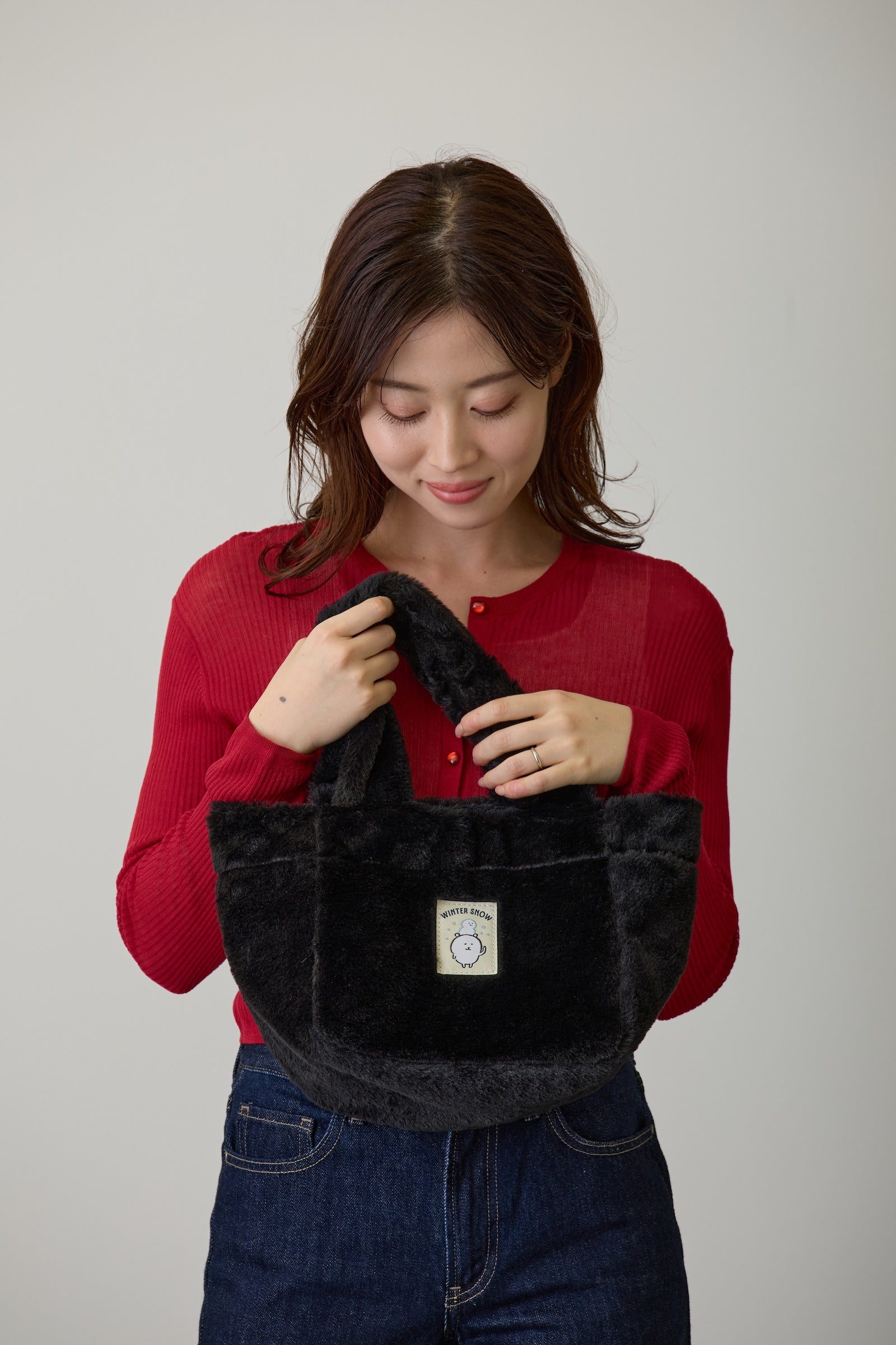 ナガノキャラクターズ ファートートバッグ くまフェイス ブラック ONE