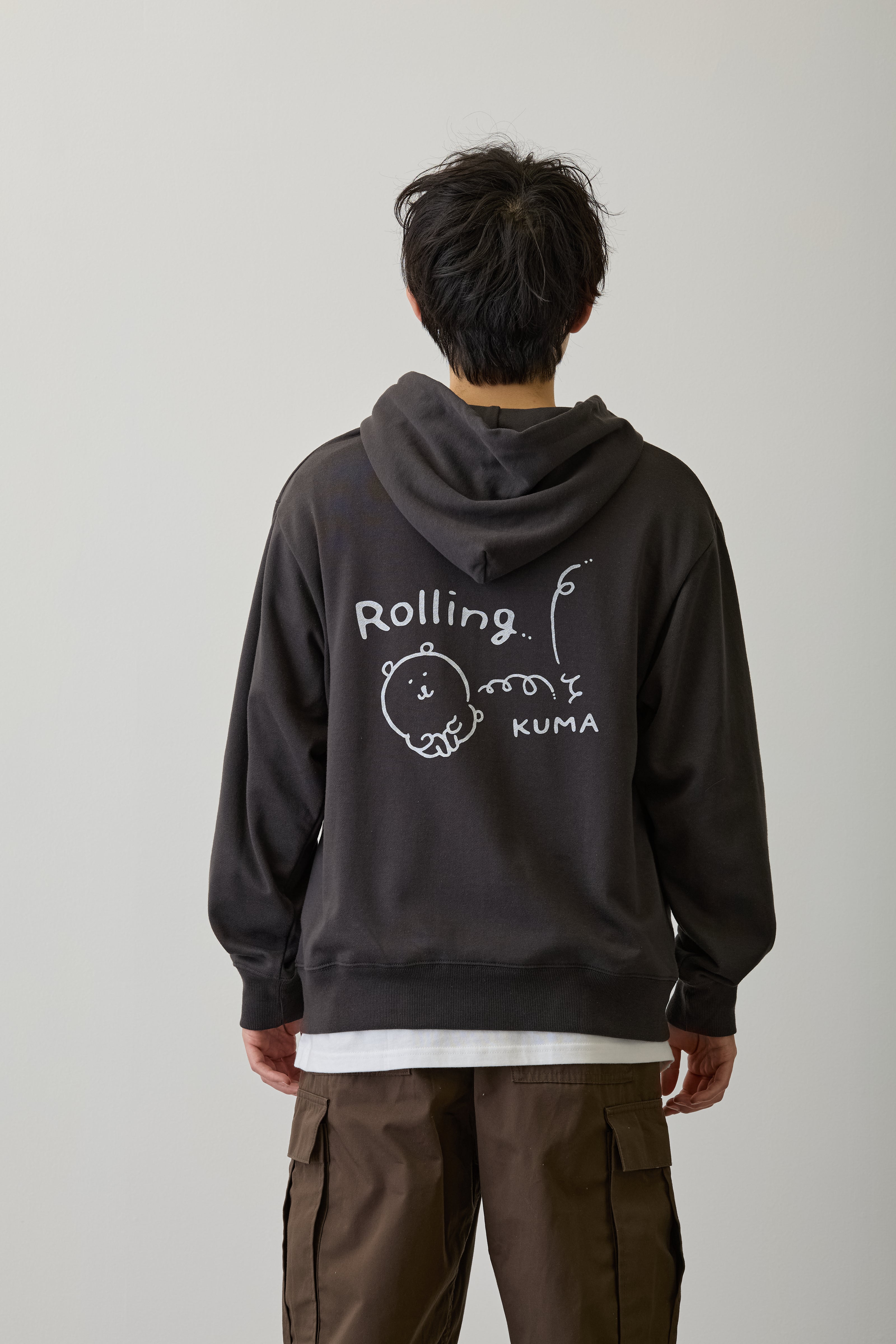 ナガノキャラクターズ ZIPパーカー ローリングくま スミ