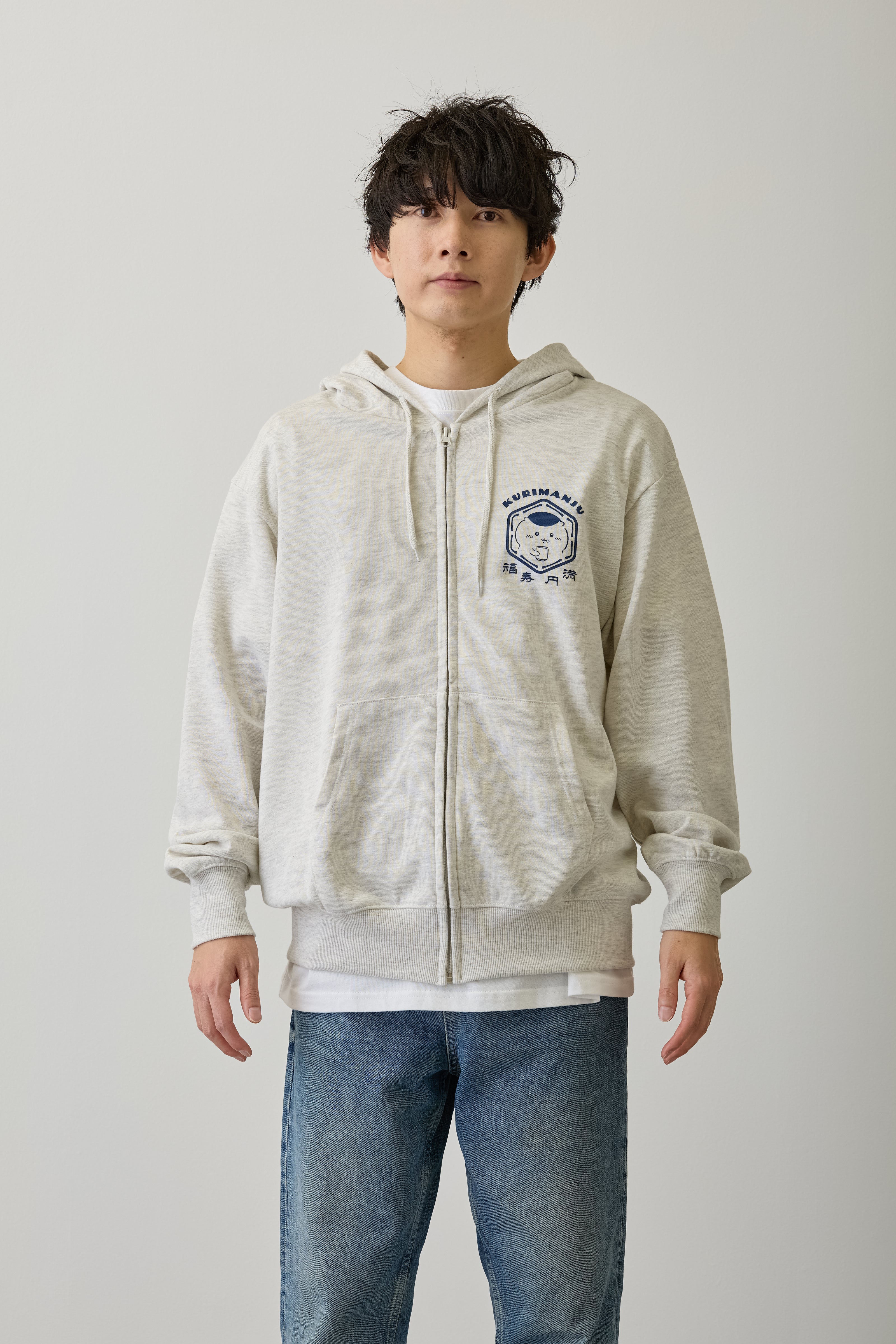 ちいかわ ZIPパーカー 福寿円満 アッシュ