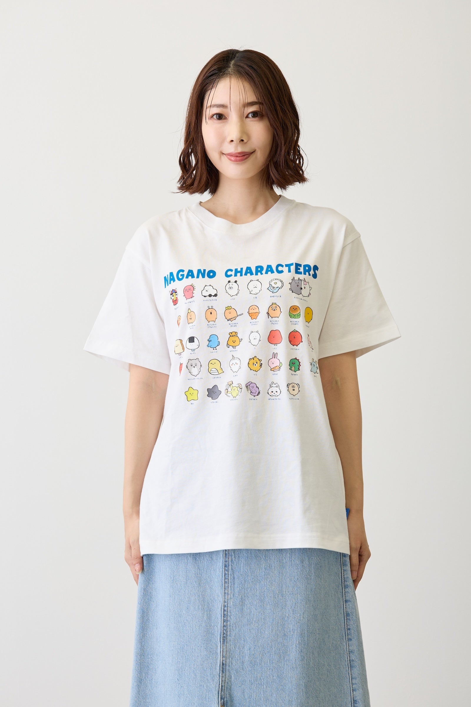ナガノキャラクターズ Tシャツ 集合 ホワイト
