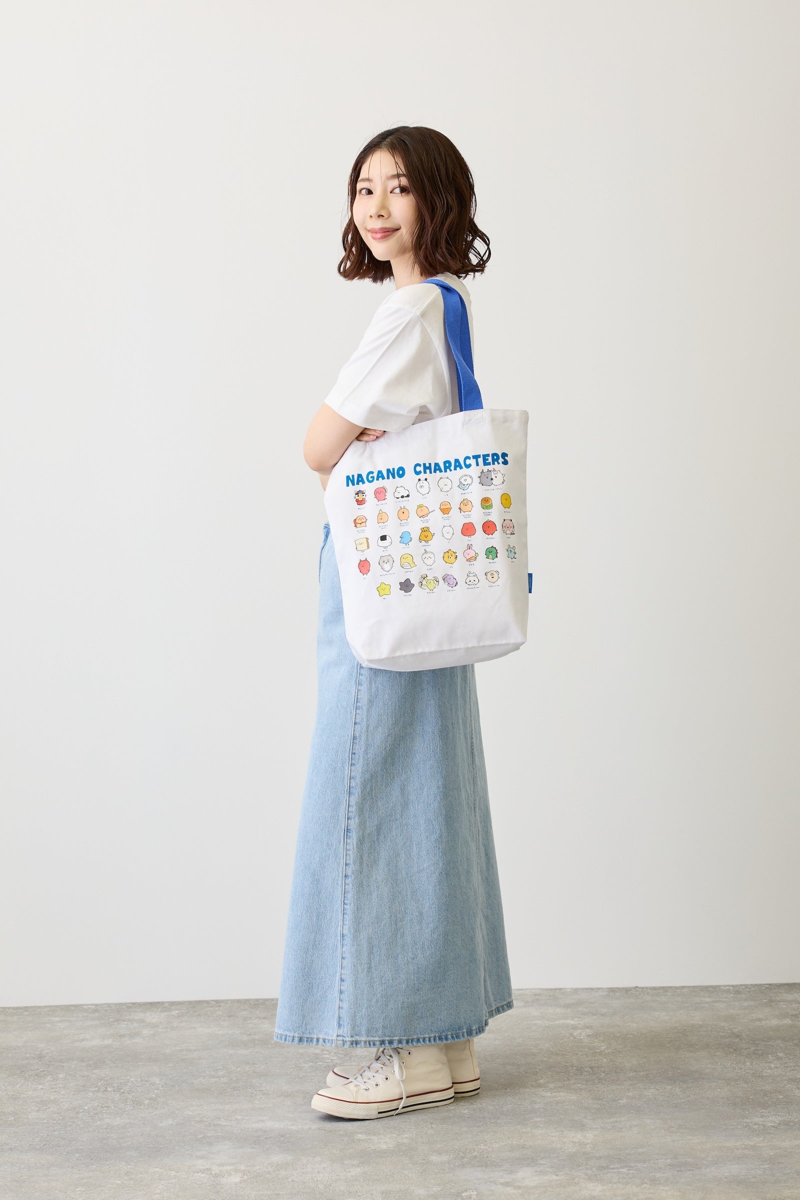 ナガノキャラクターズ　トートバッグ　集合　ホワイト　ONE