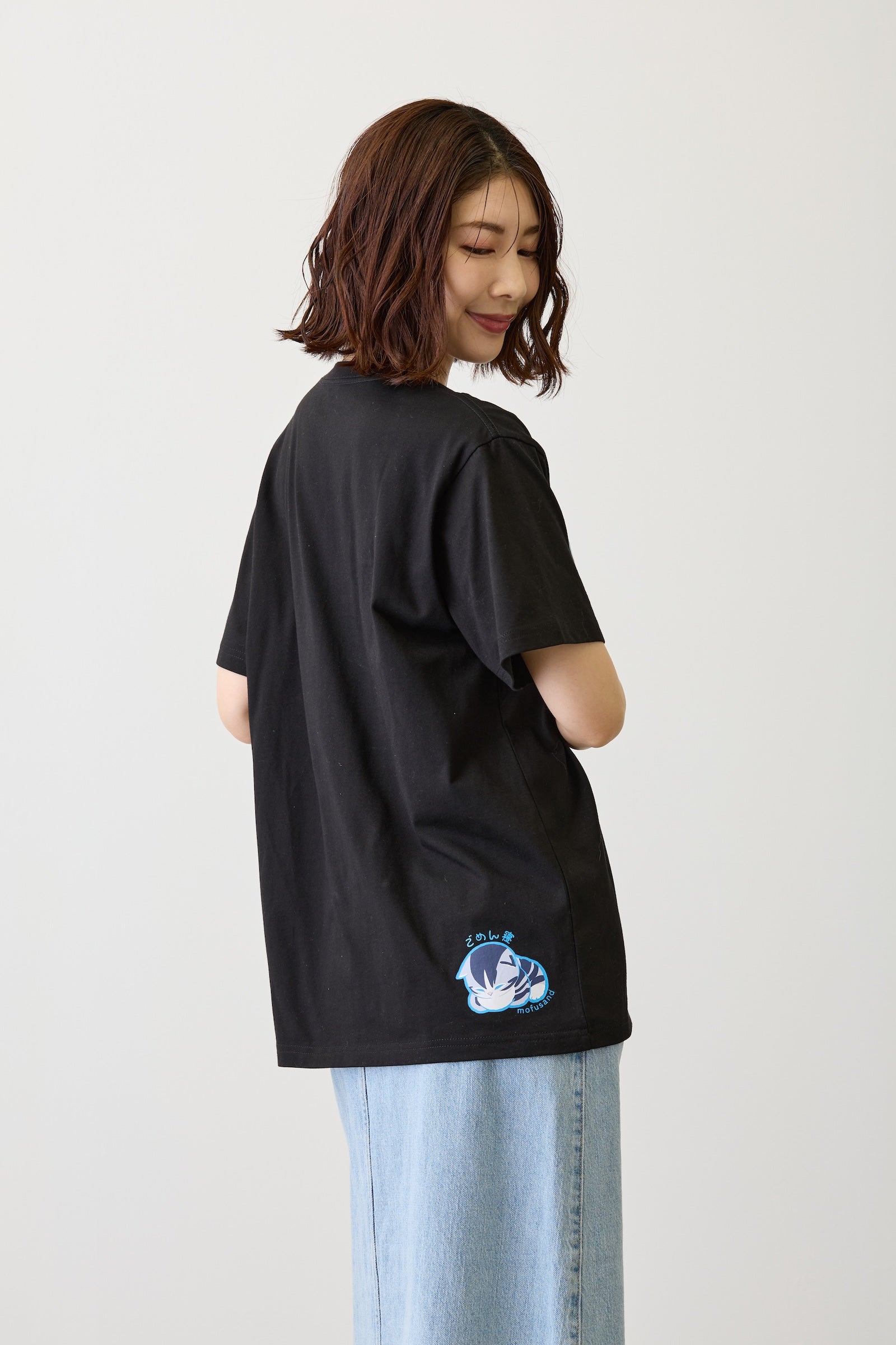 mofusand　Tシャツ　なにもわるくにゃい　トイレットペーパーだいすきにゃん　ブラック