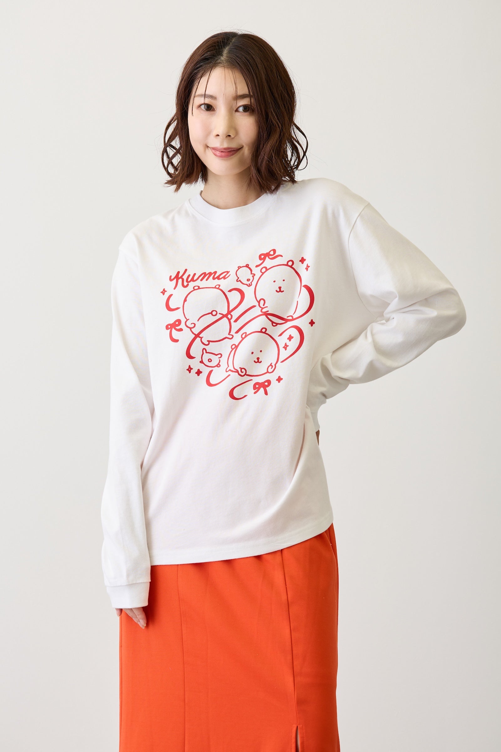 ナガノキャラクターズ 長袖Ｔシャツ リボン ホワイト