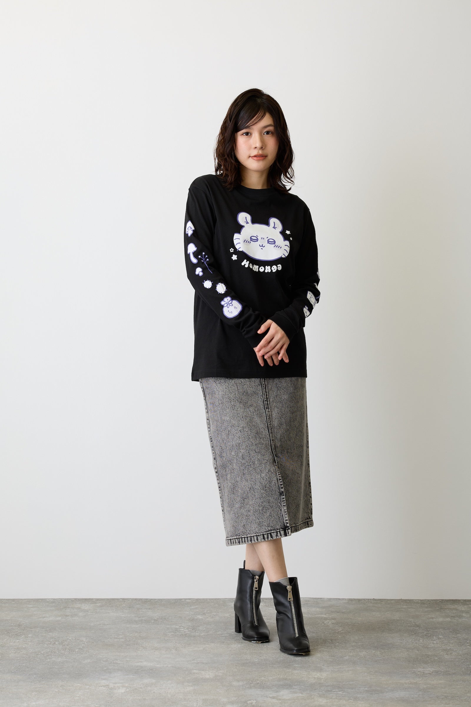 ちいかわ L/STシャツ モモンガ ブラック