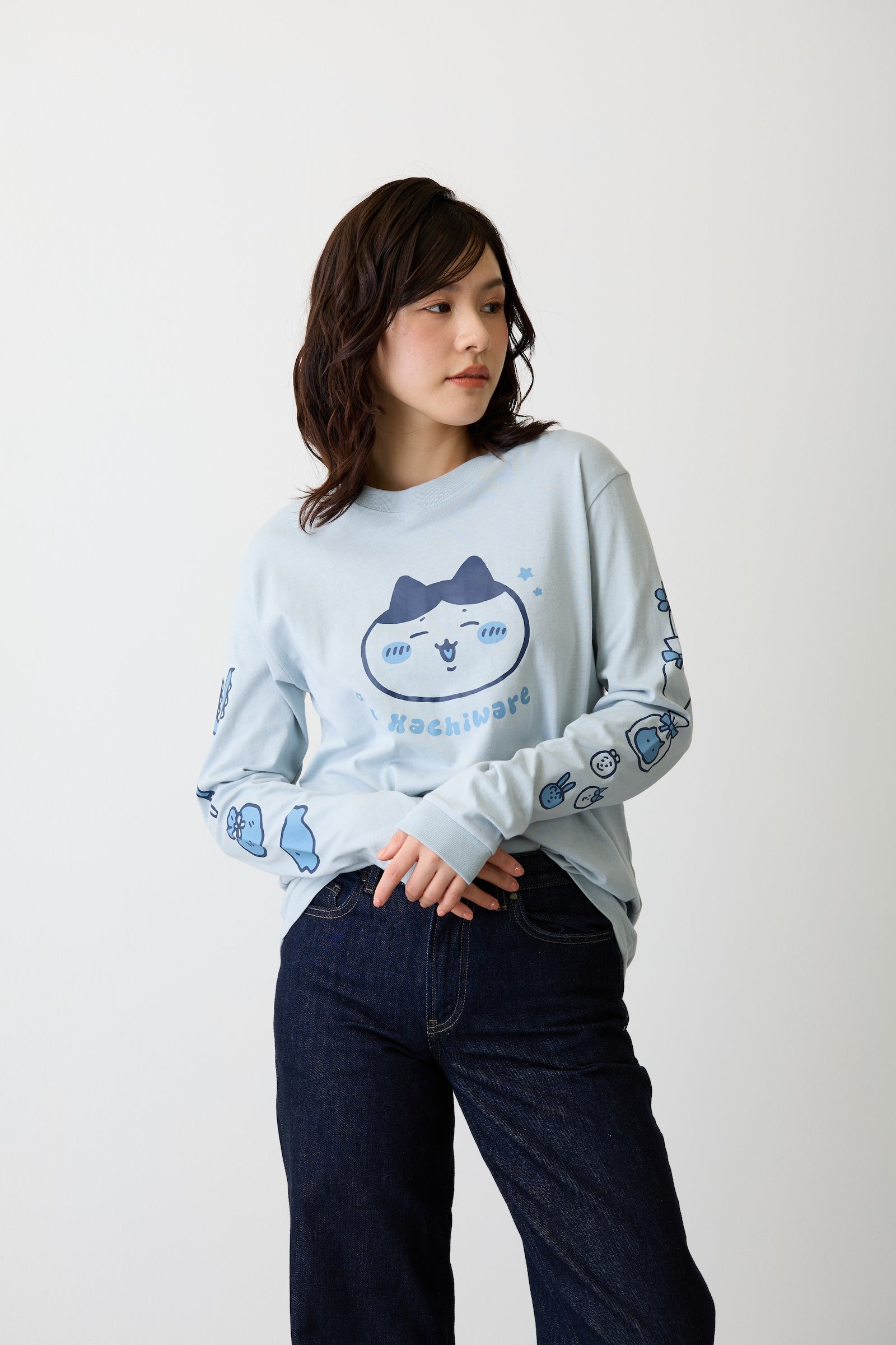 ちいかわ L/STシャツ ハチワレ アシッドブルー