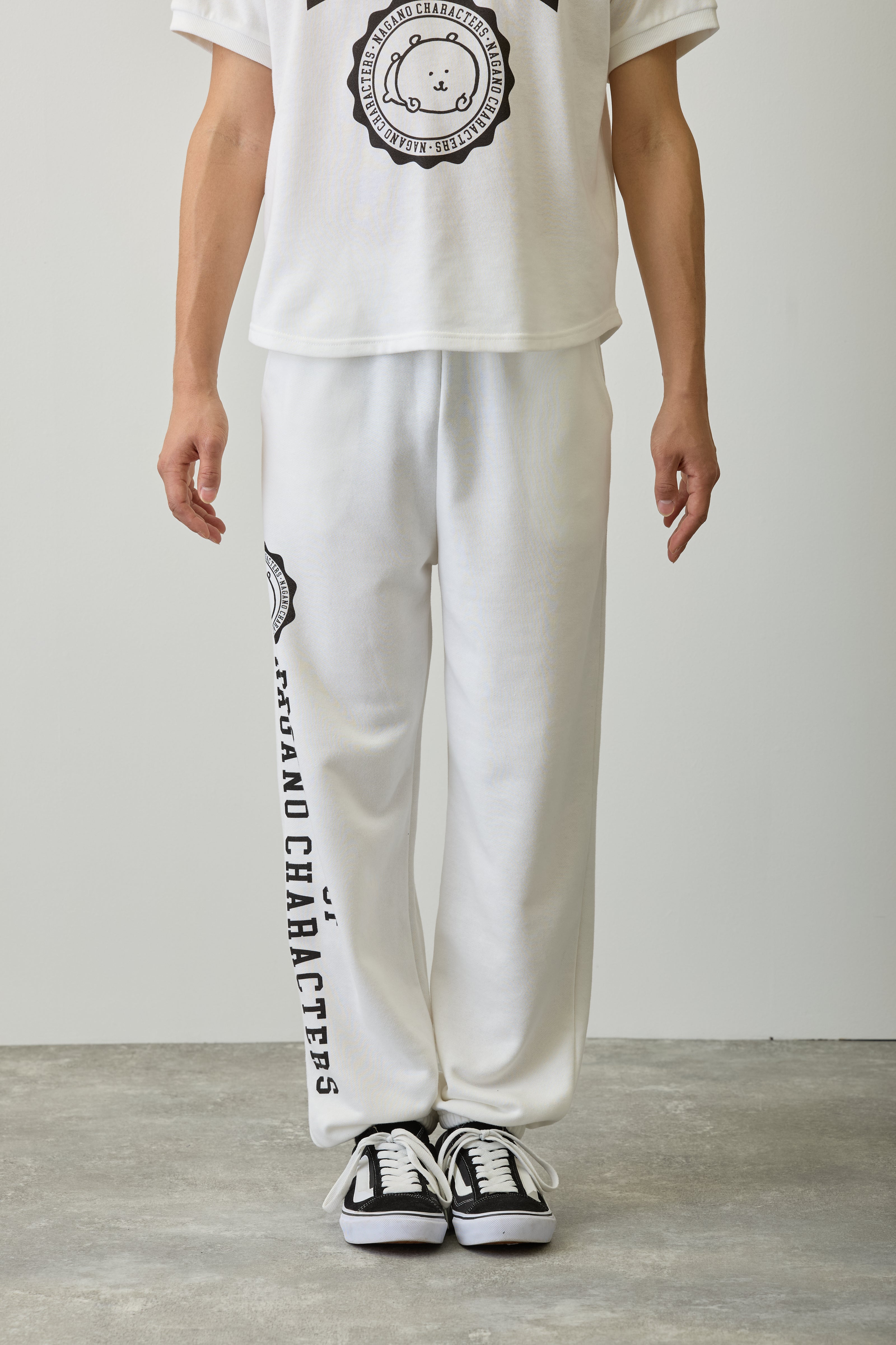 ナガノキャラクターズ スウェットパンツ カレッジ くま ホワイト