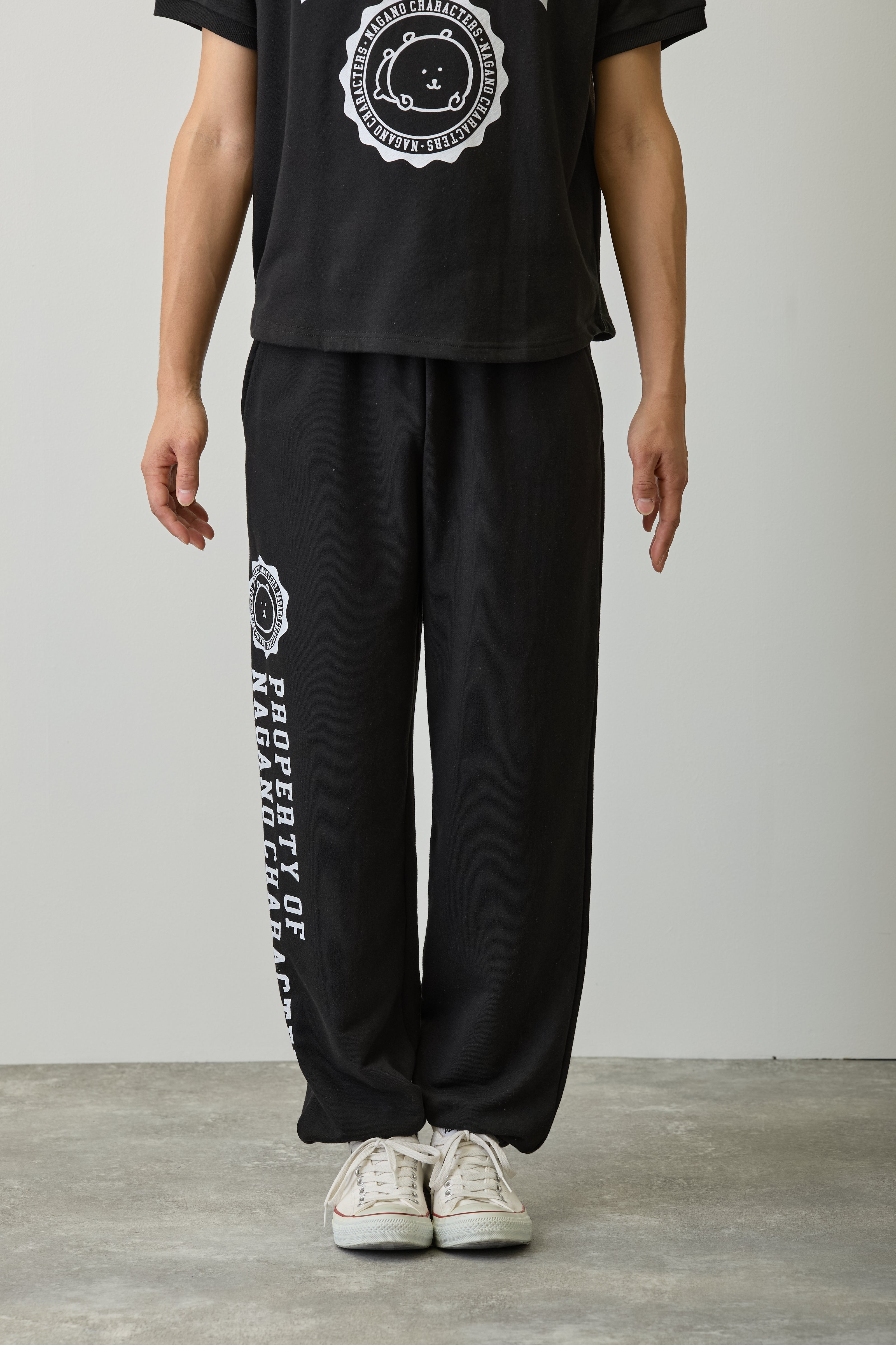 ナガノキャラクターズ スウェットパンツ カレッジ くま ブラック