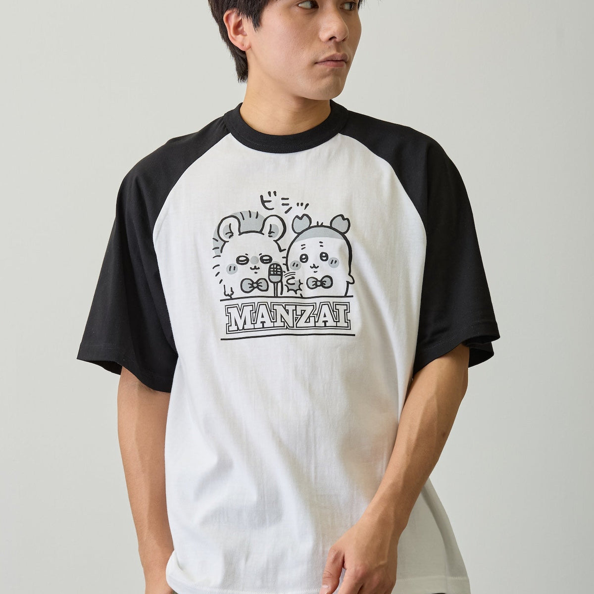 ちいかわ ラグランTシャツ 漫才 ホワイト/ブラック