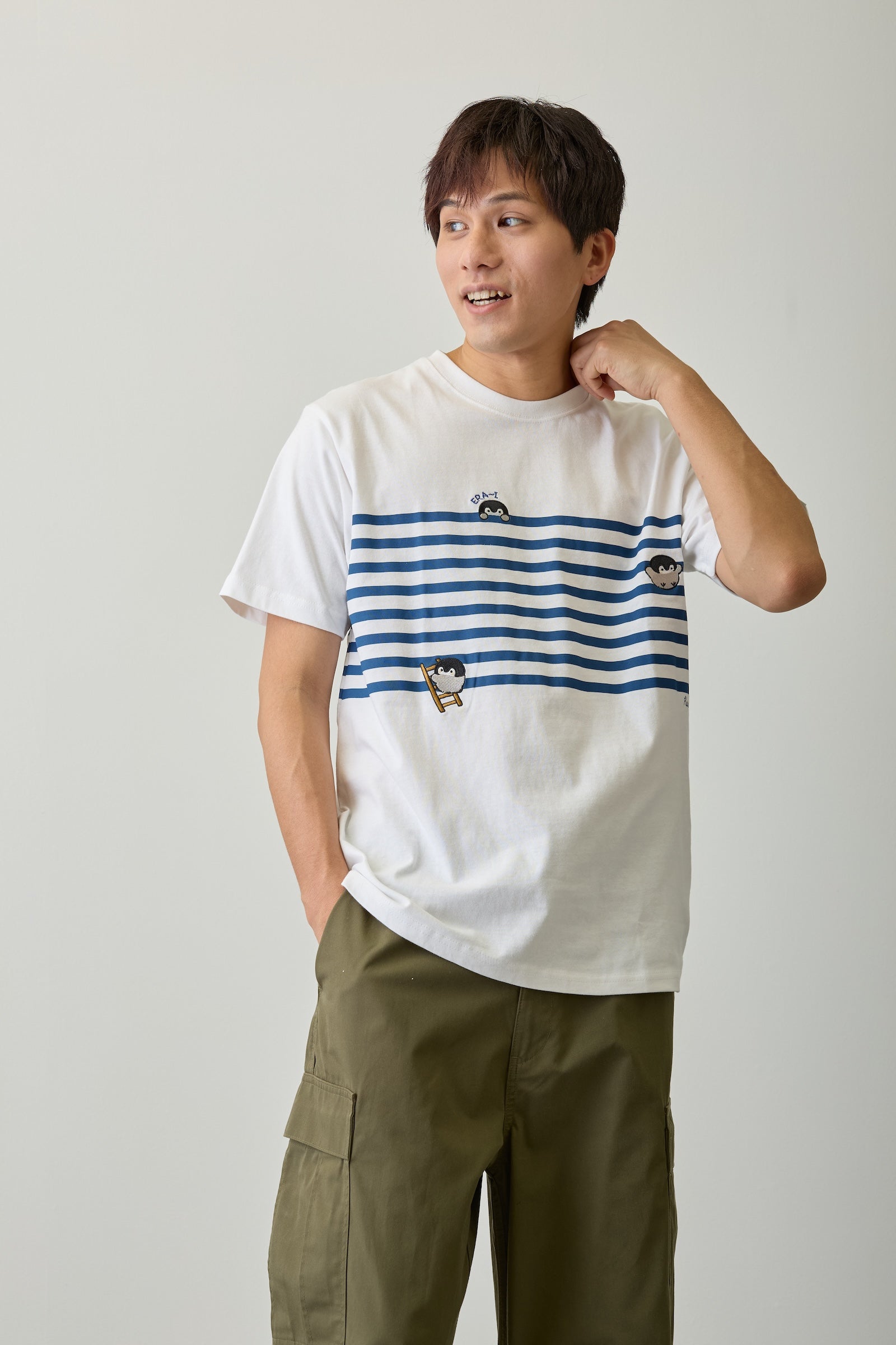 コウペンちゃん Tシャツ ボーダー ホワイト