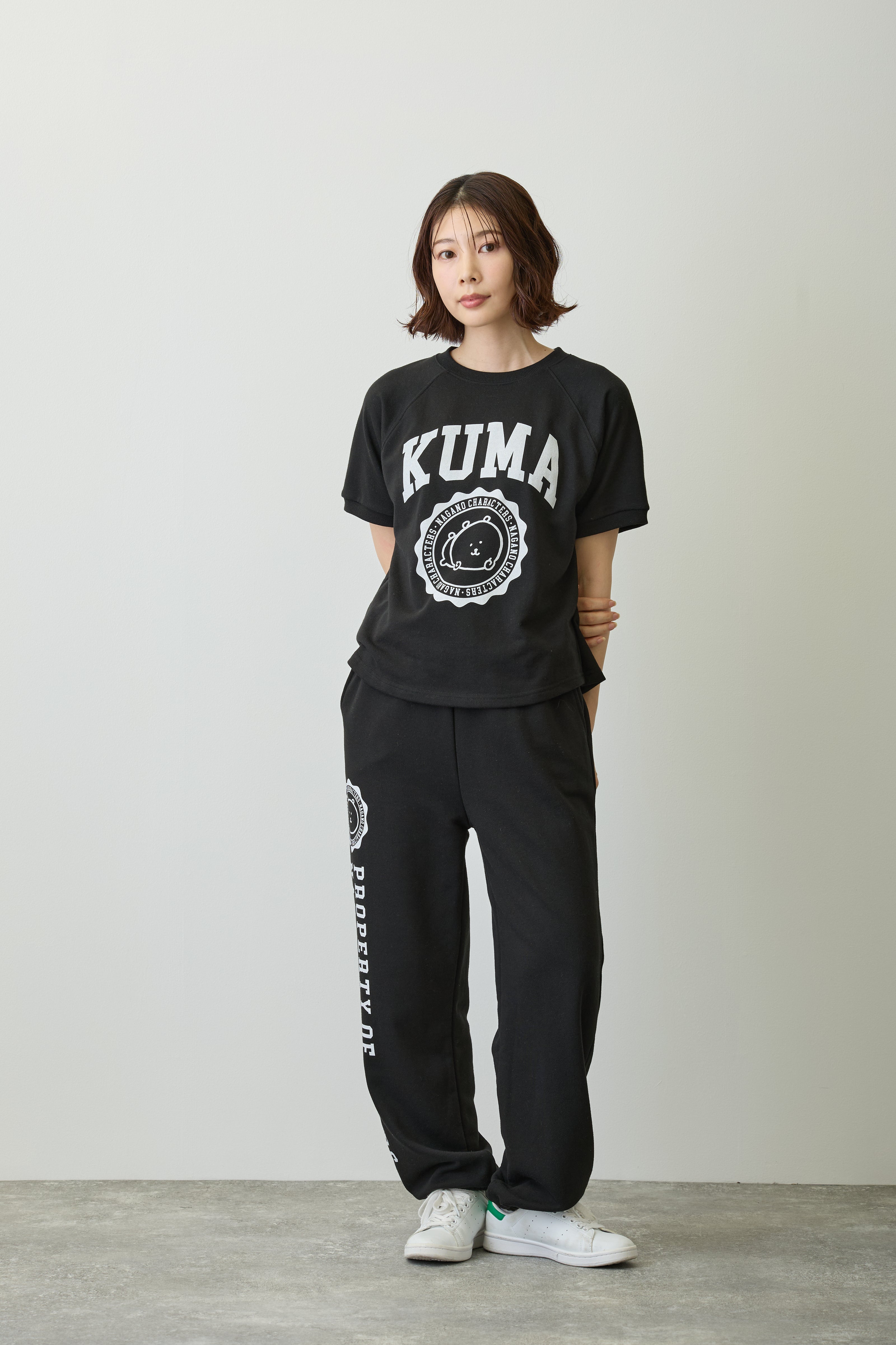 ナガノキャラクターズ スウェットパンツ カレッジ くま ブラック