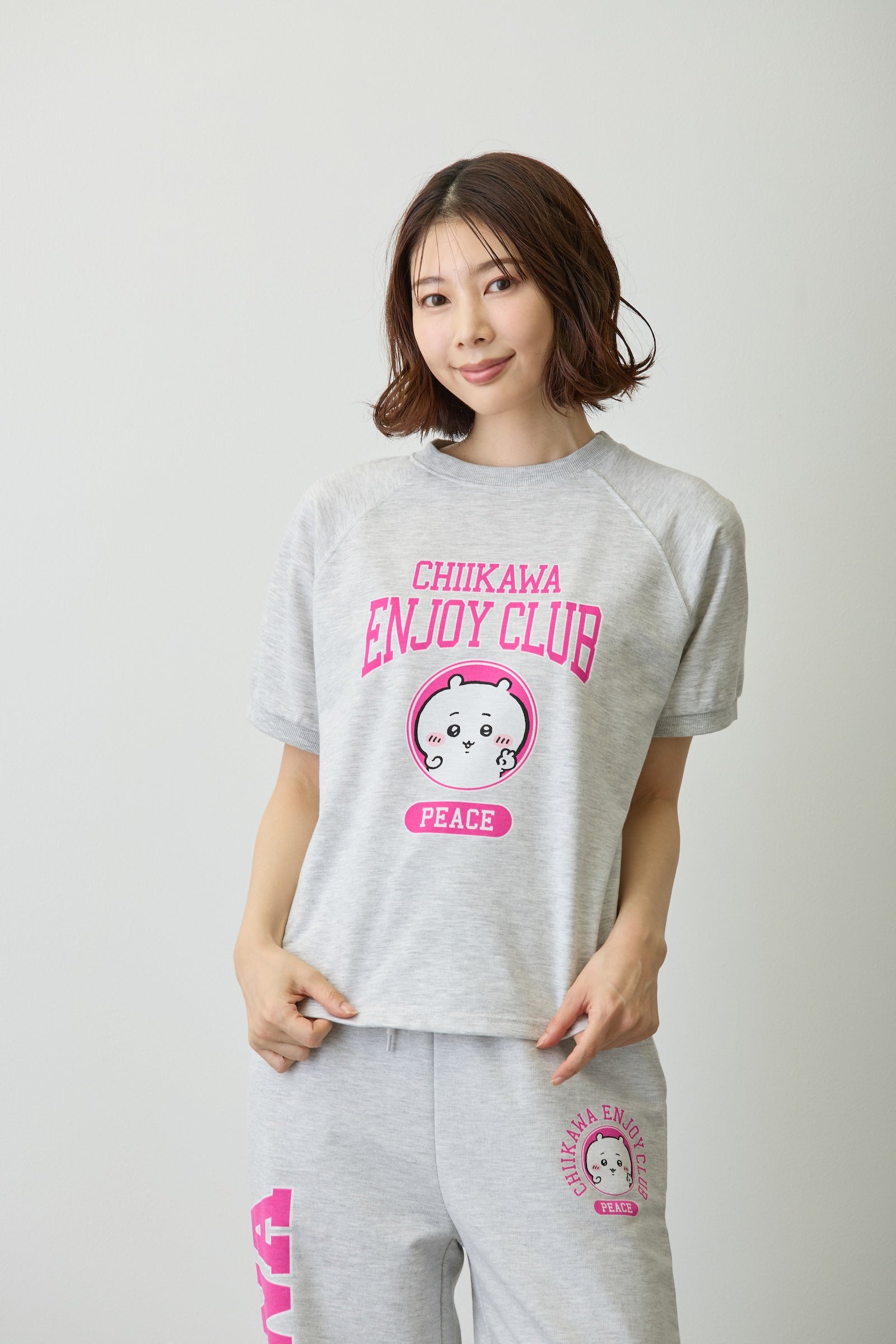 ちいかわ Tシャツ ピース ちいかわ 杢グレー