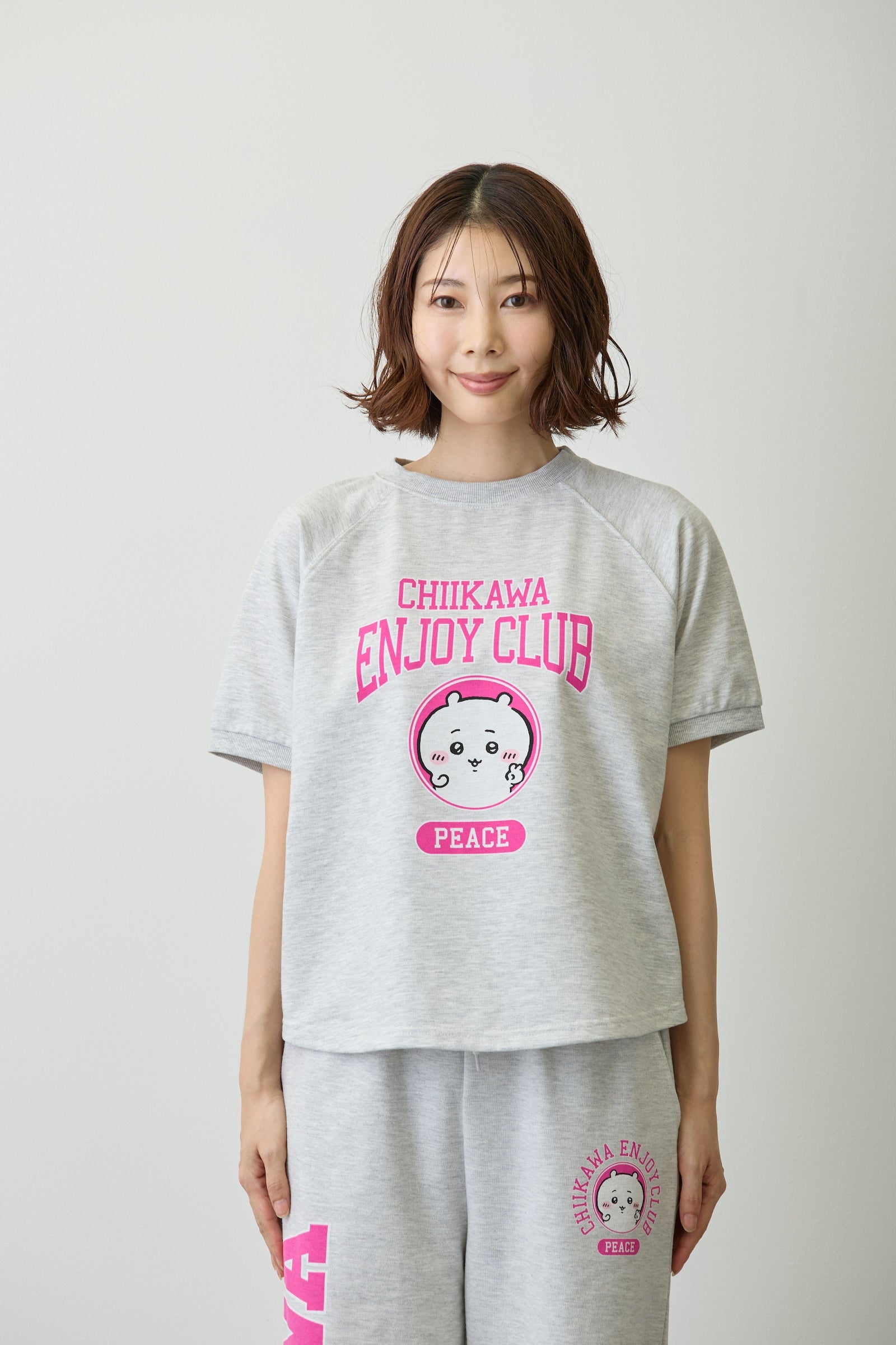 ちいかわ Tシャツ ピース ちいかわ 杢グレー