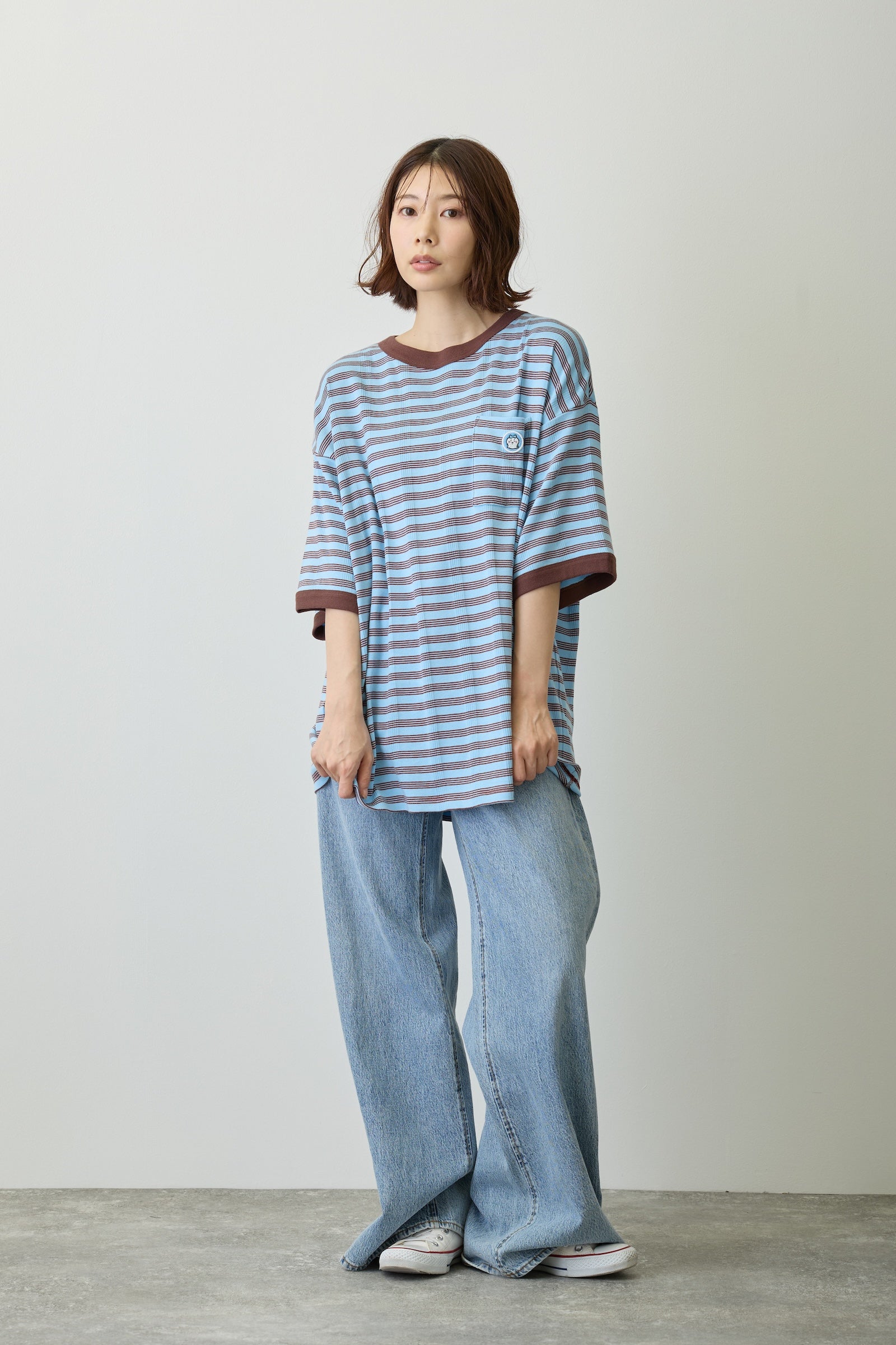 ちいかわ ビッグシルエットポケットTシャツ Robert P.Miller×Talking ハチワレ BLUEBERRY