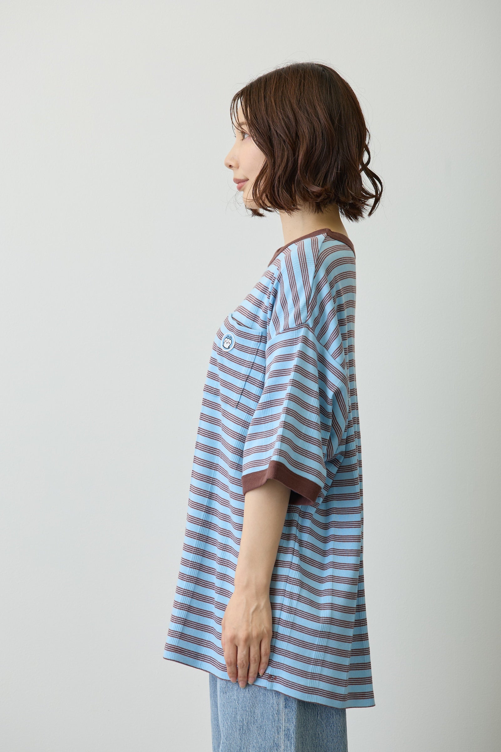 ちいかわ ビッグシルエットポケットTシャツ Robert P.Miller×Talking ハチワレ BLUEBERRY