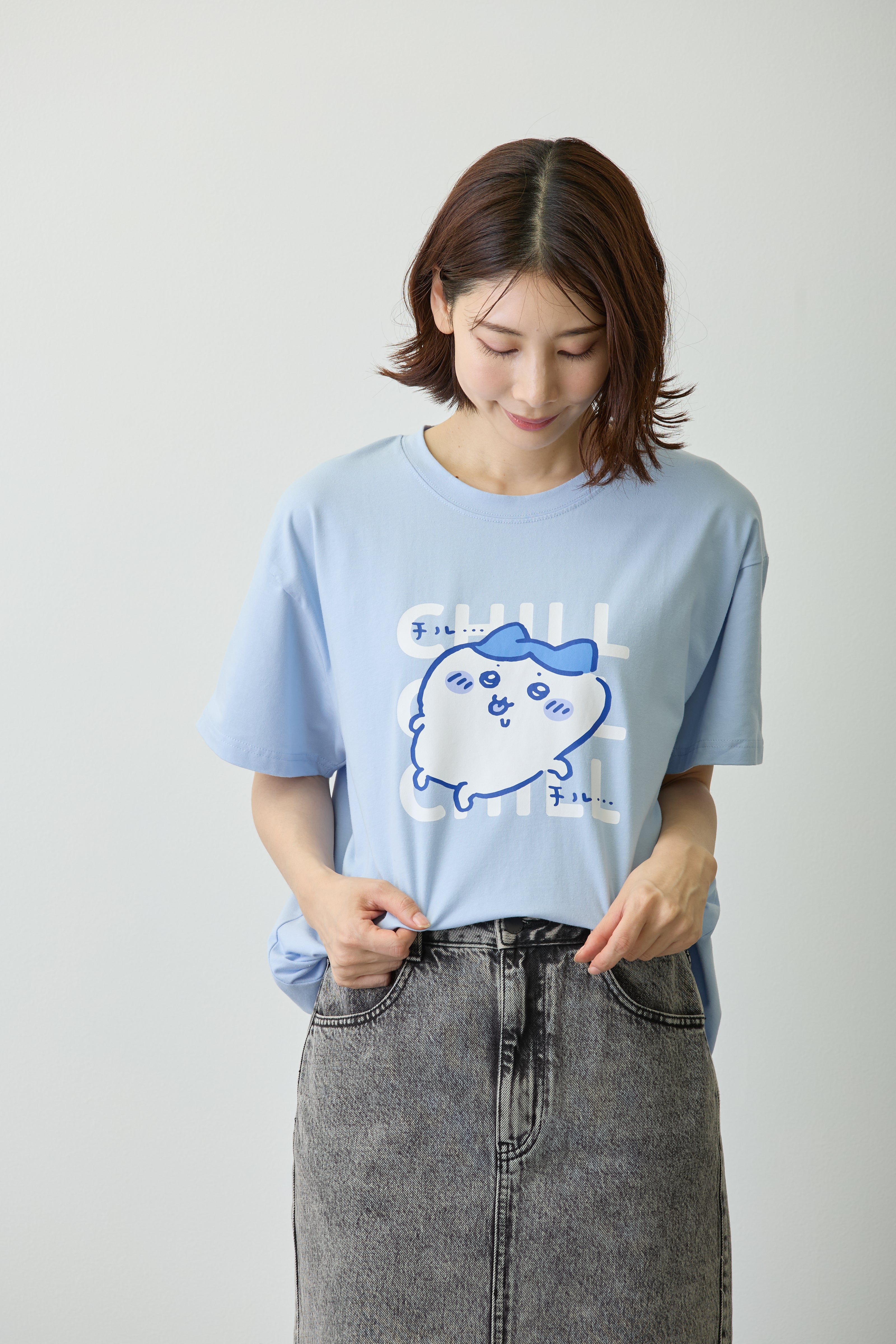 ちいかわ Tシャツ チルチルハチワレ ブルー