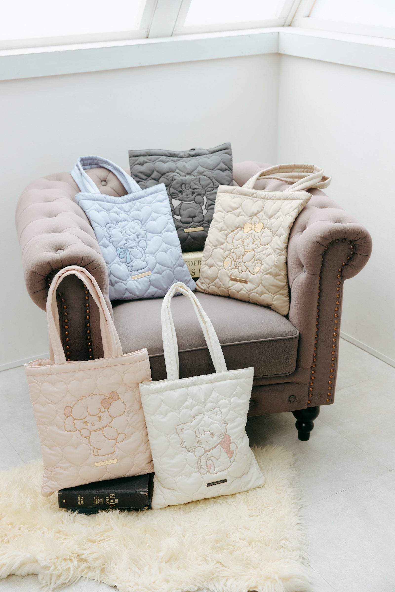 Lil ala mode ハートキルティングトートバッグ キャミー ブラック ONE