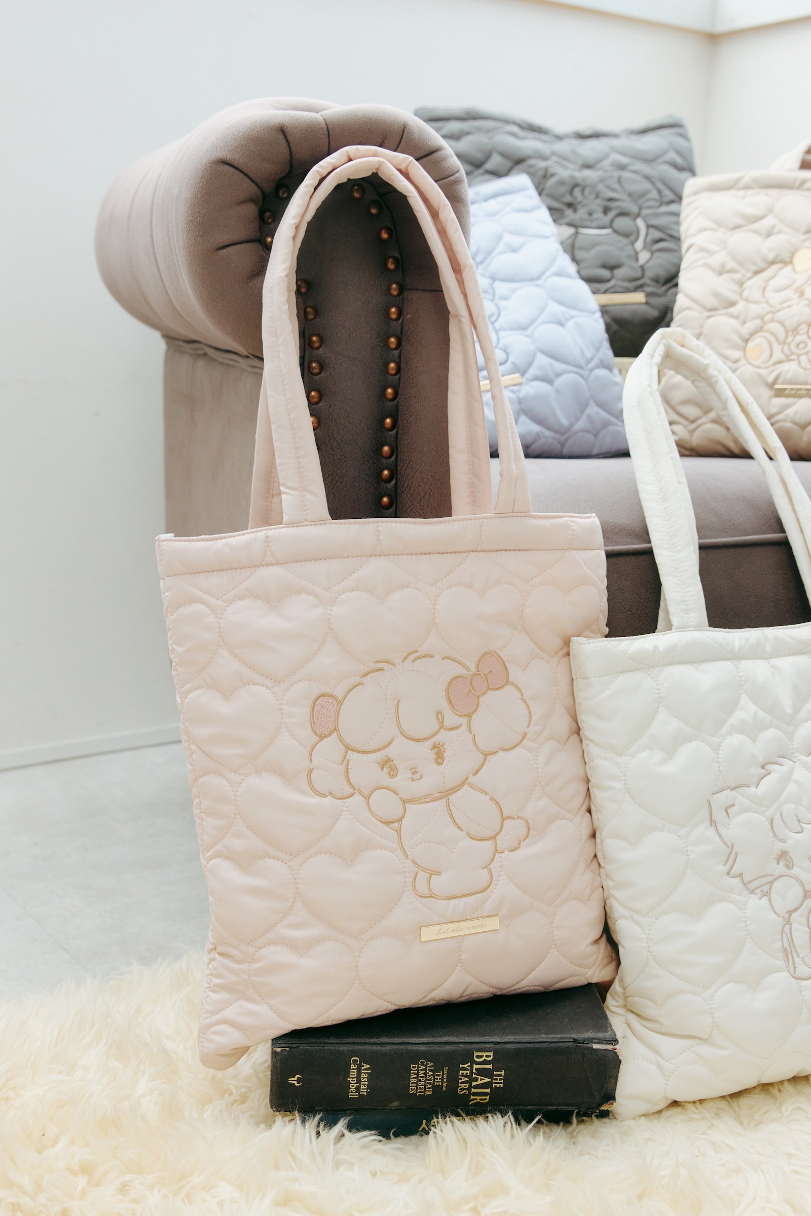 Lil ala mode ハートキルティングトートバッグ ナッツ ピンク ONE