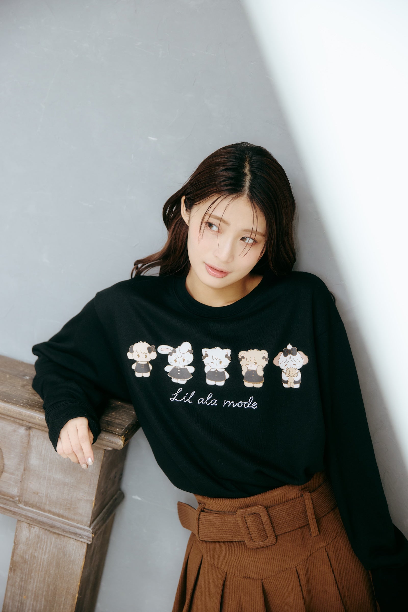 Lil ala mode スウェット ブラックリボン みんな ブラック