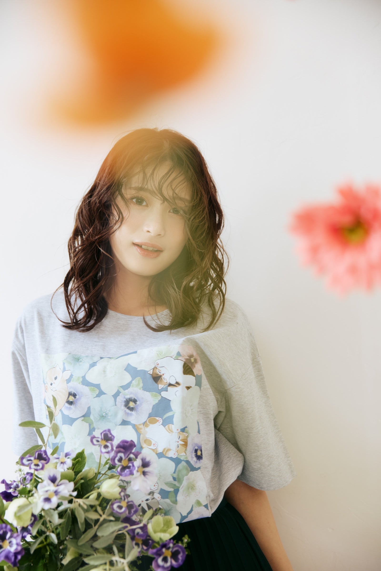 mofusand×日比谷花壇 Tシャツ ウィンターオリジン グレー