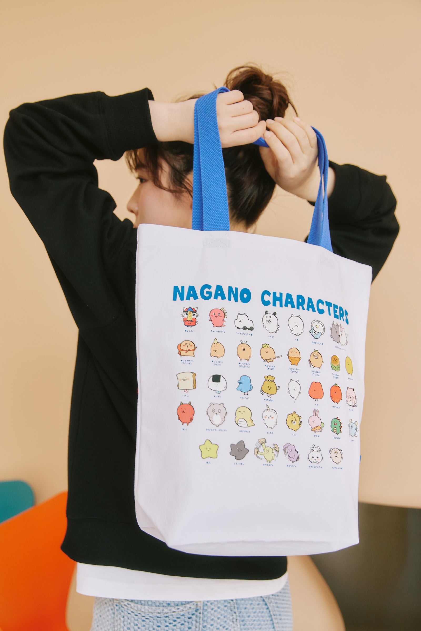 ナガノキャラクターズ　トートバッグ　集合　ホワイト　ONE