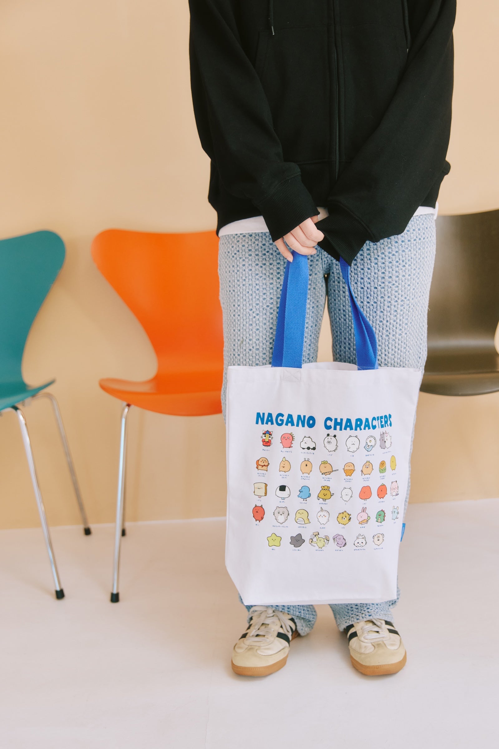 ナガノキャラクターズ　トートバッグ　集合　ホワイト　ONE