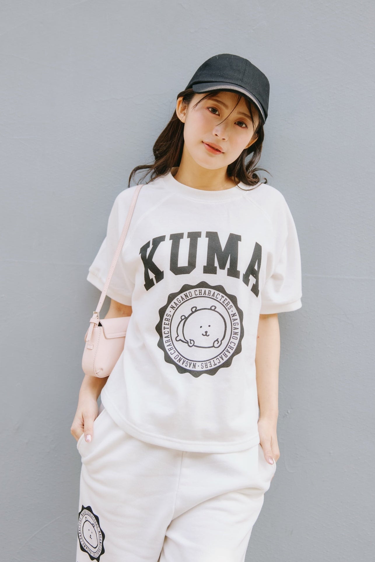 ナガノキャラクターズ Tシャツ カレッジ くま ホワイト