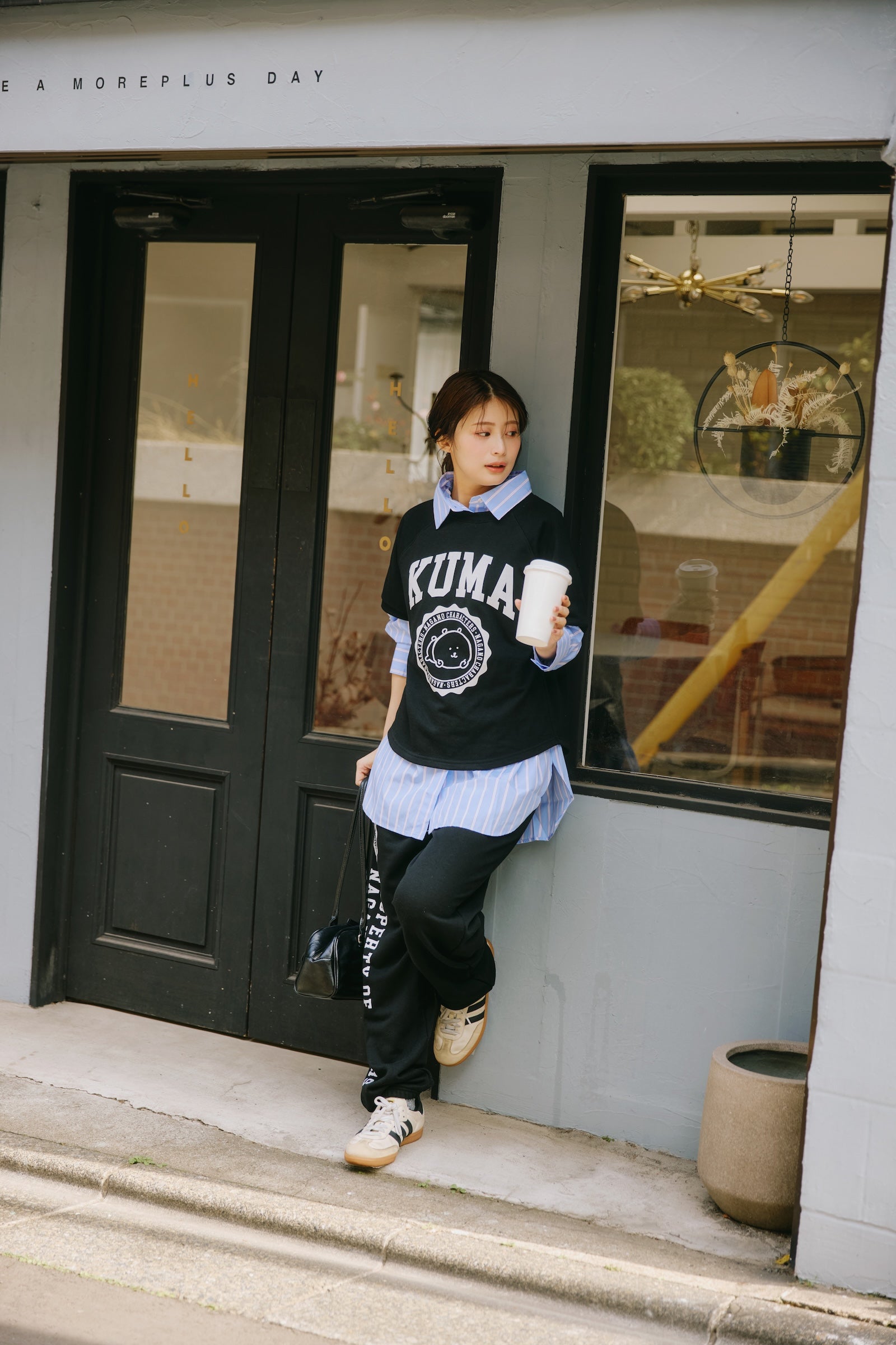 ナガノキャラクターズ スウェットパンツ カレッジ くま ブラック