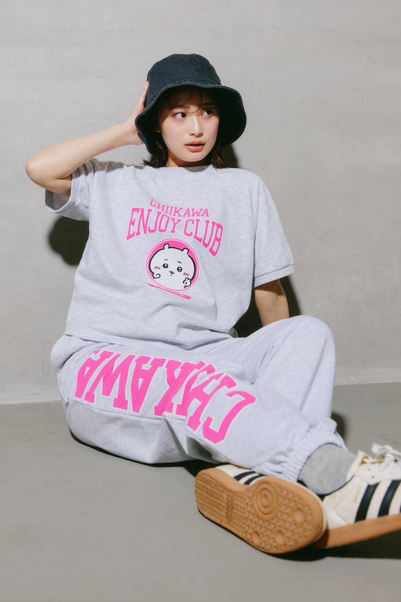 ちいかわ スウェットパンツ ピース ちいかわ 杢グレー