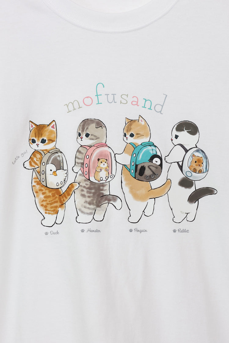 mofusand Tシャツ Let's go ホワイト