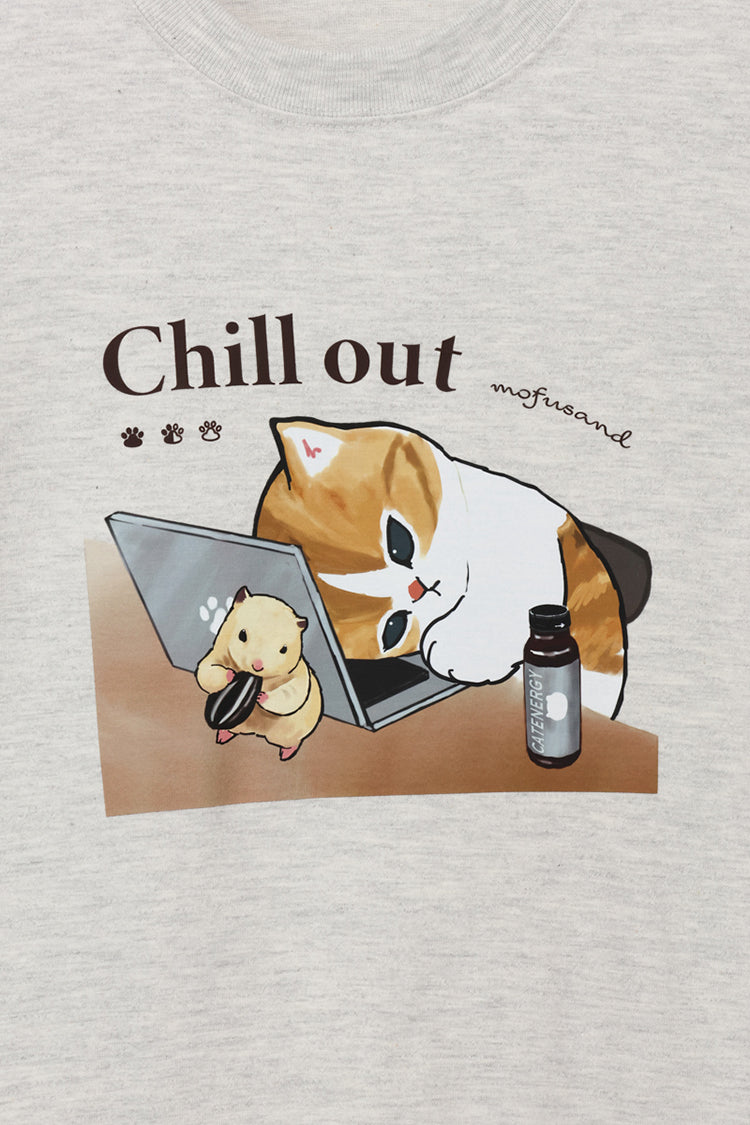 mofusand Tシャツ Chill out オートミール