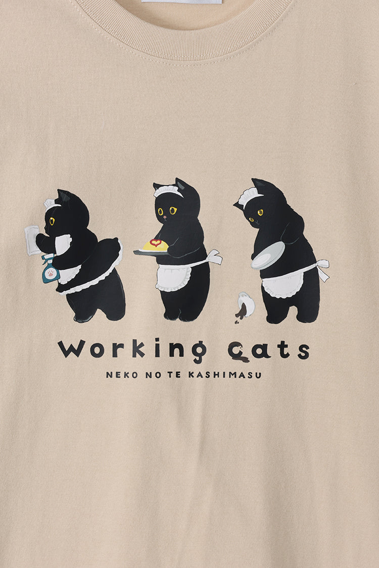 mofusand Tシャツ working cats サンドベージュ