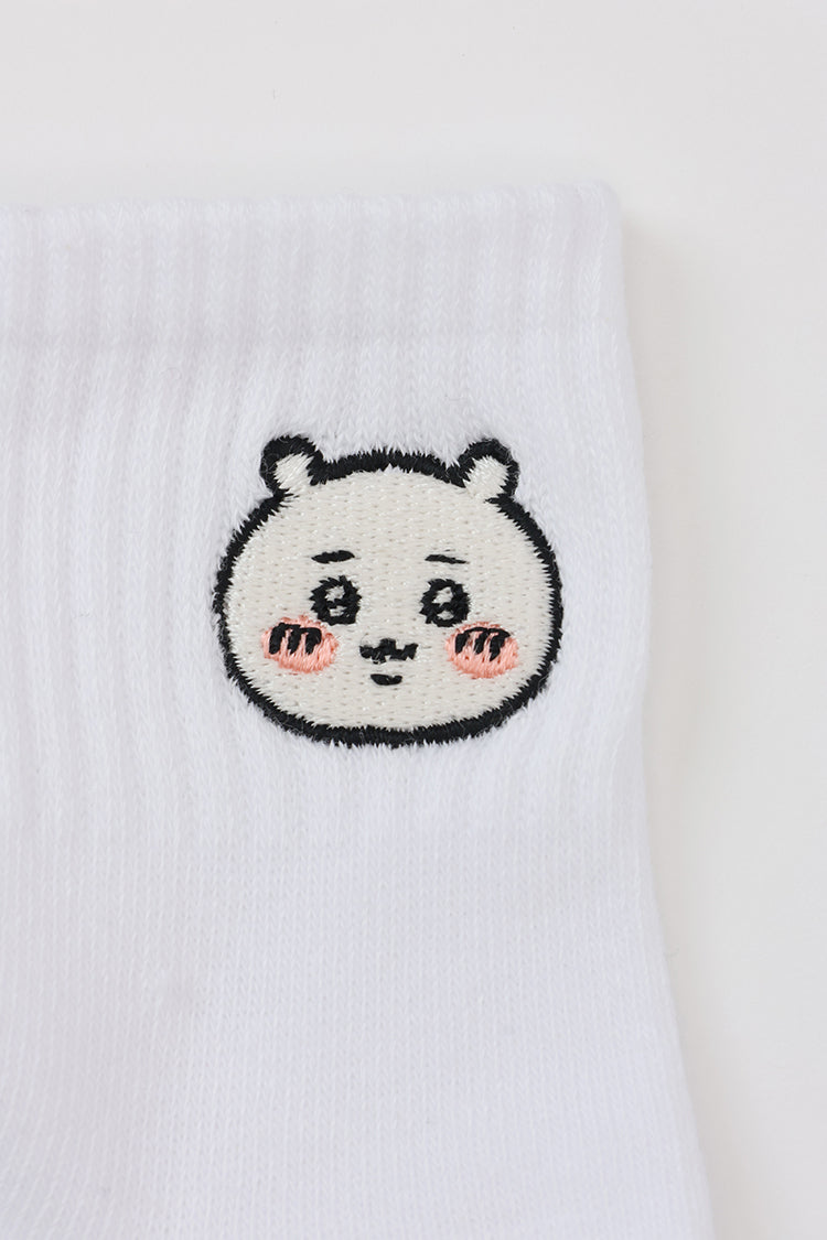 ショートソックス ワンポイント刺繍 ちいかわ ホワイト