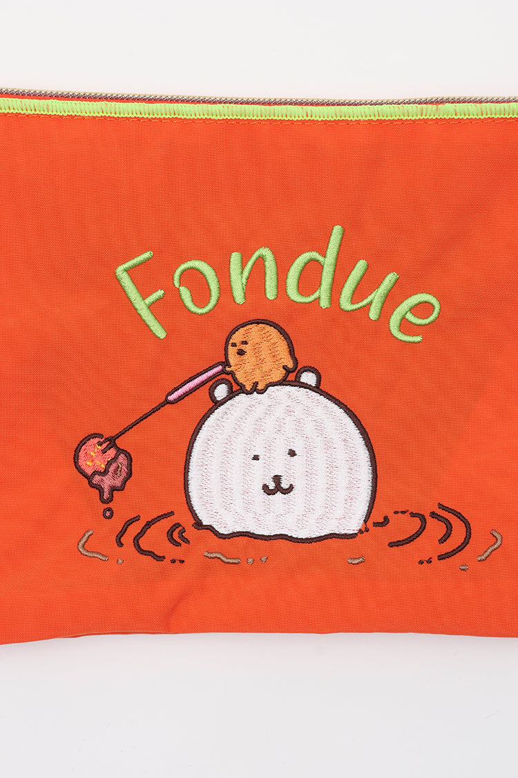 ナガノキャラクターズ 刺繍ポーチ fondue オレンジ